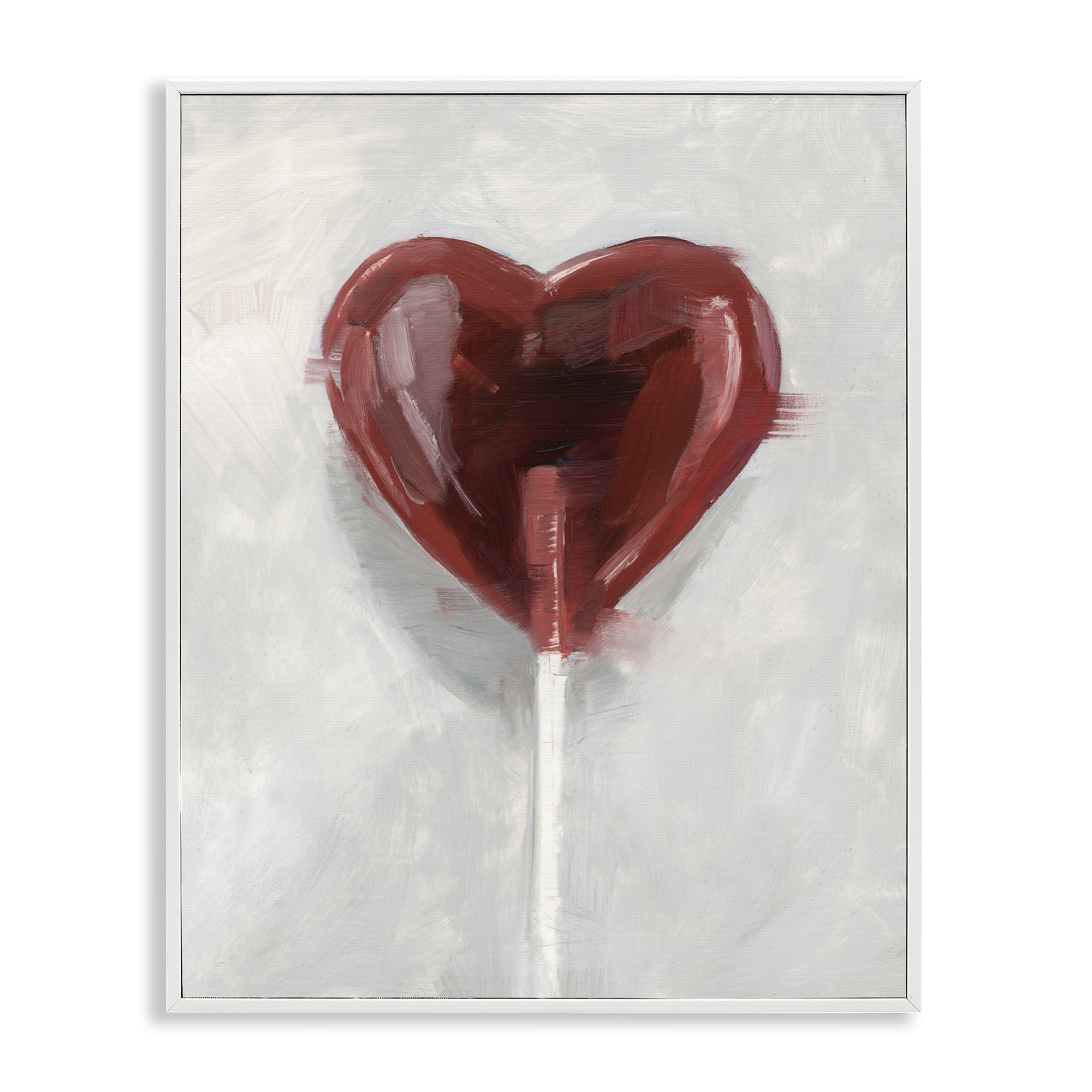 Stupell Industries Heart Shaped Lollipop White Framed Giclee Art, design by Ethan Harper