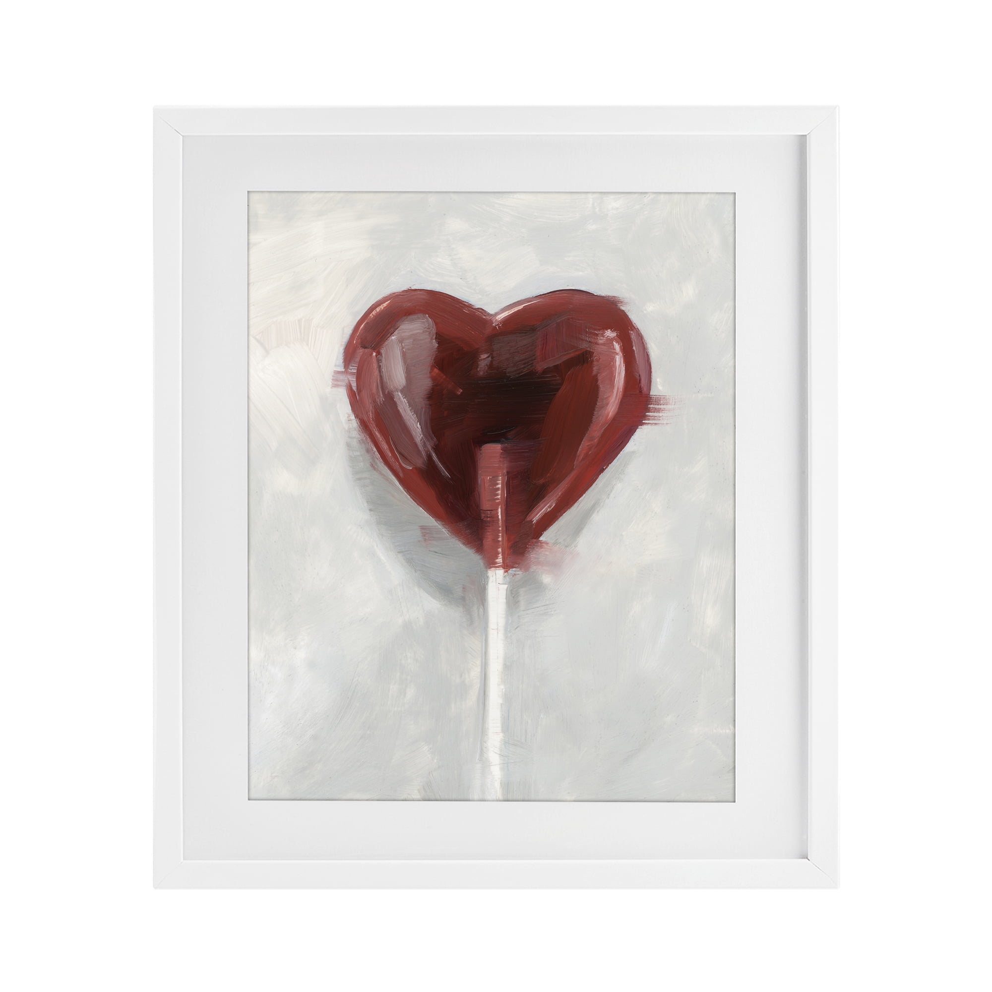 Stupell Industries Heart Shaped Lollipop White Framed Print Under Glass, design by Ethan Harper