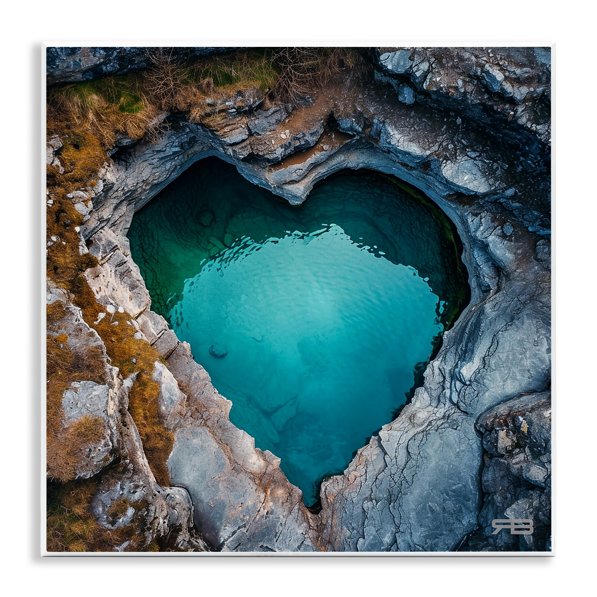 Stupell Industries Heart Shaped Natural Pool Landscape & Nature Painting Unframed Art Print Wall Art, 12 x 12