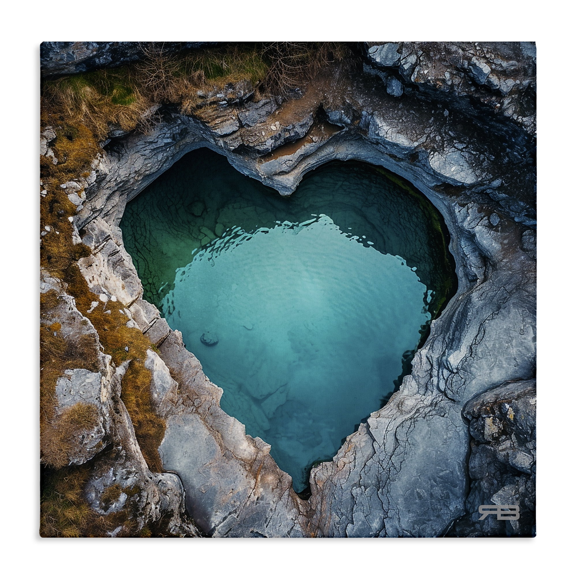 Stupell Industries Heart Shaped Natural Pool Landscape & Nature Painting Wrapped Canvas Art Print Wall Art, 36 x 36