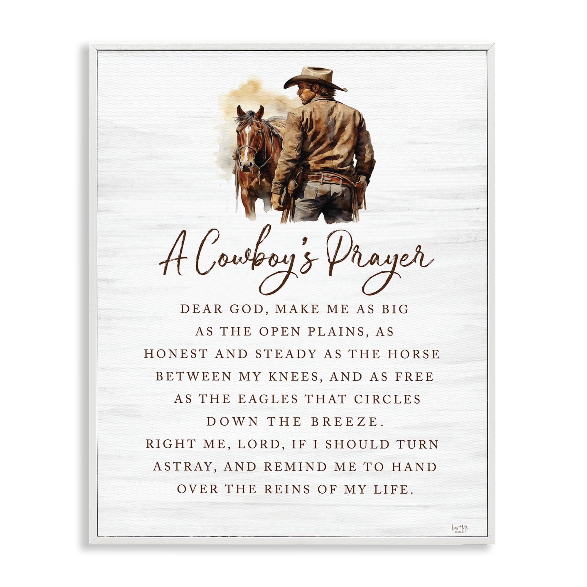Stupell Industries Heartfelt Cowboy's Prayer Religious & Spiritual Painting White Framed Art Print Wall Art, 16 x 20