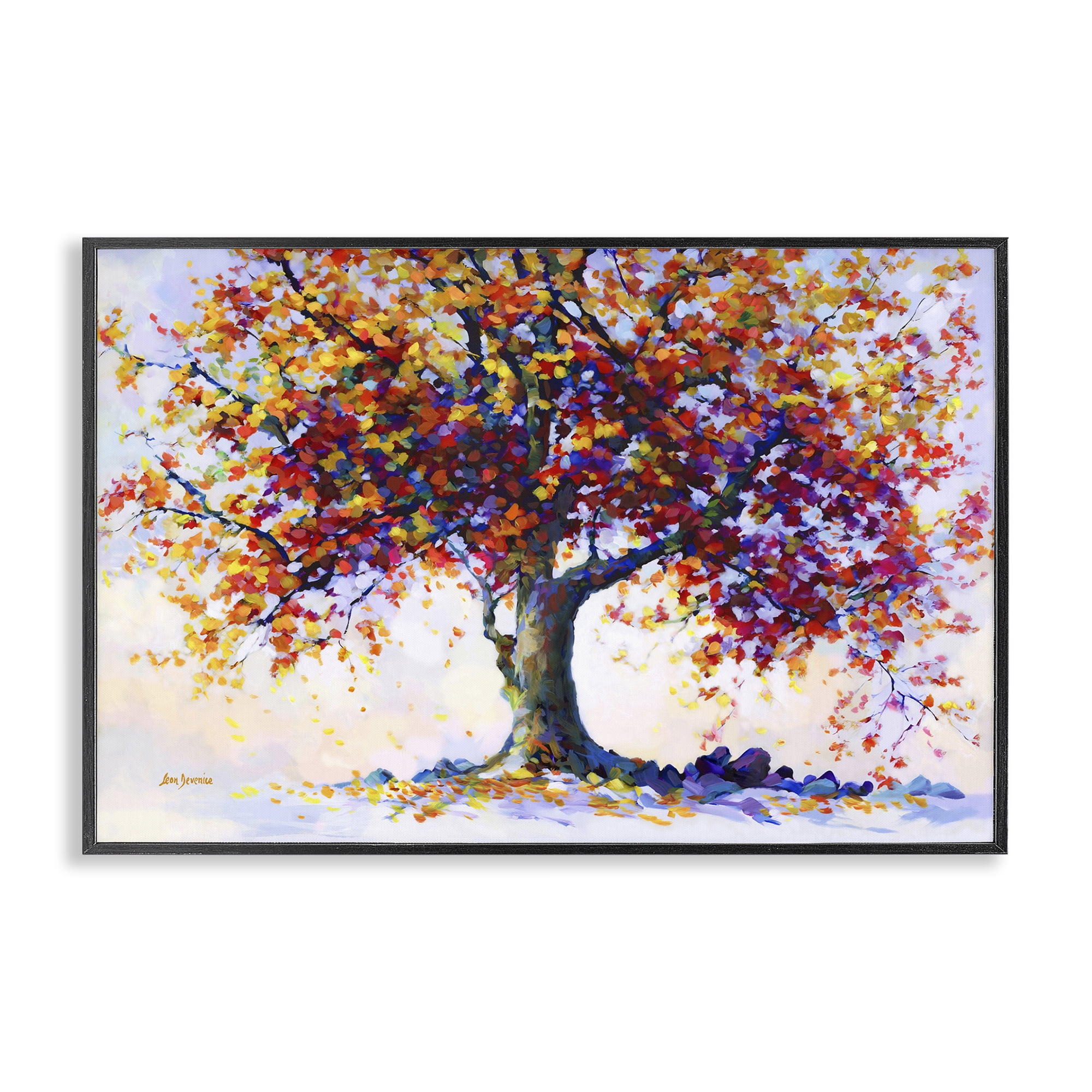Stupell Industries Heartfelt Hues Tree Landscape & Nature Painting Black Framed Art Print Wall Art, 18 x 12