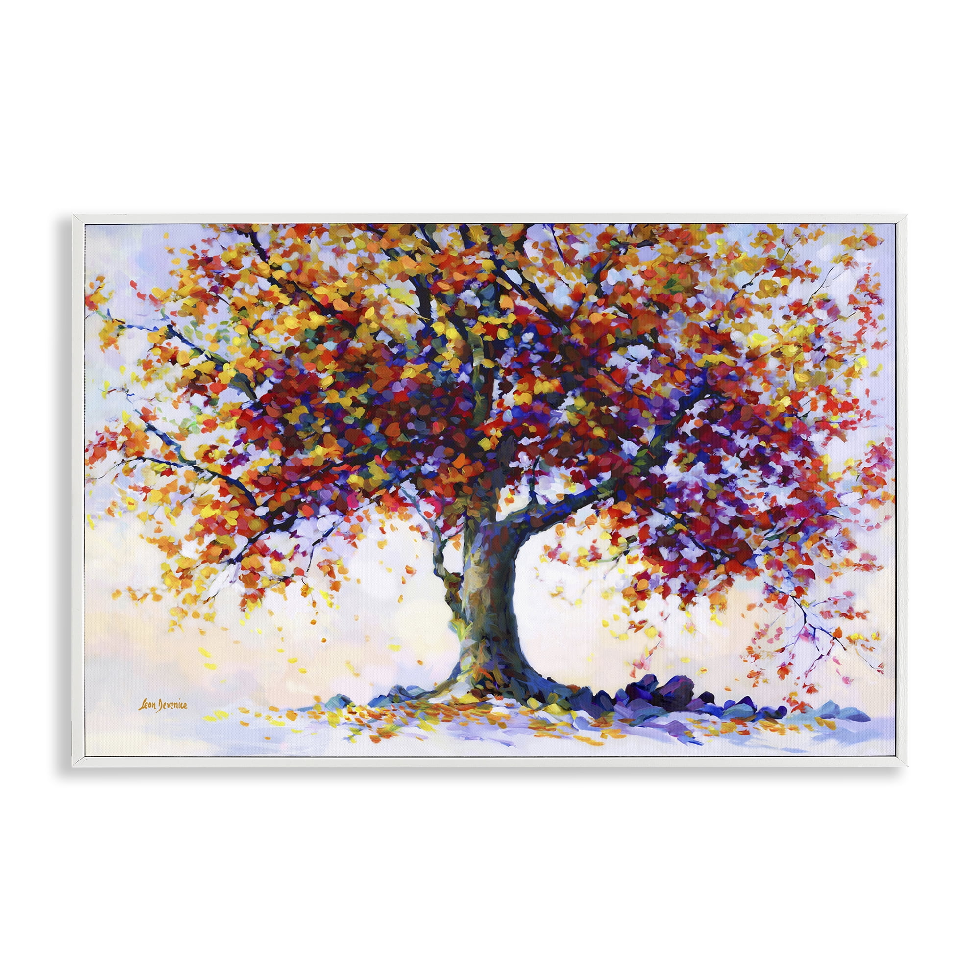 Stupell Industries Heartfelt Hues Tree Landscape & Nature Painting White Framed Art Print Wall Art, 24 x 16