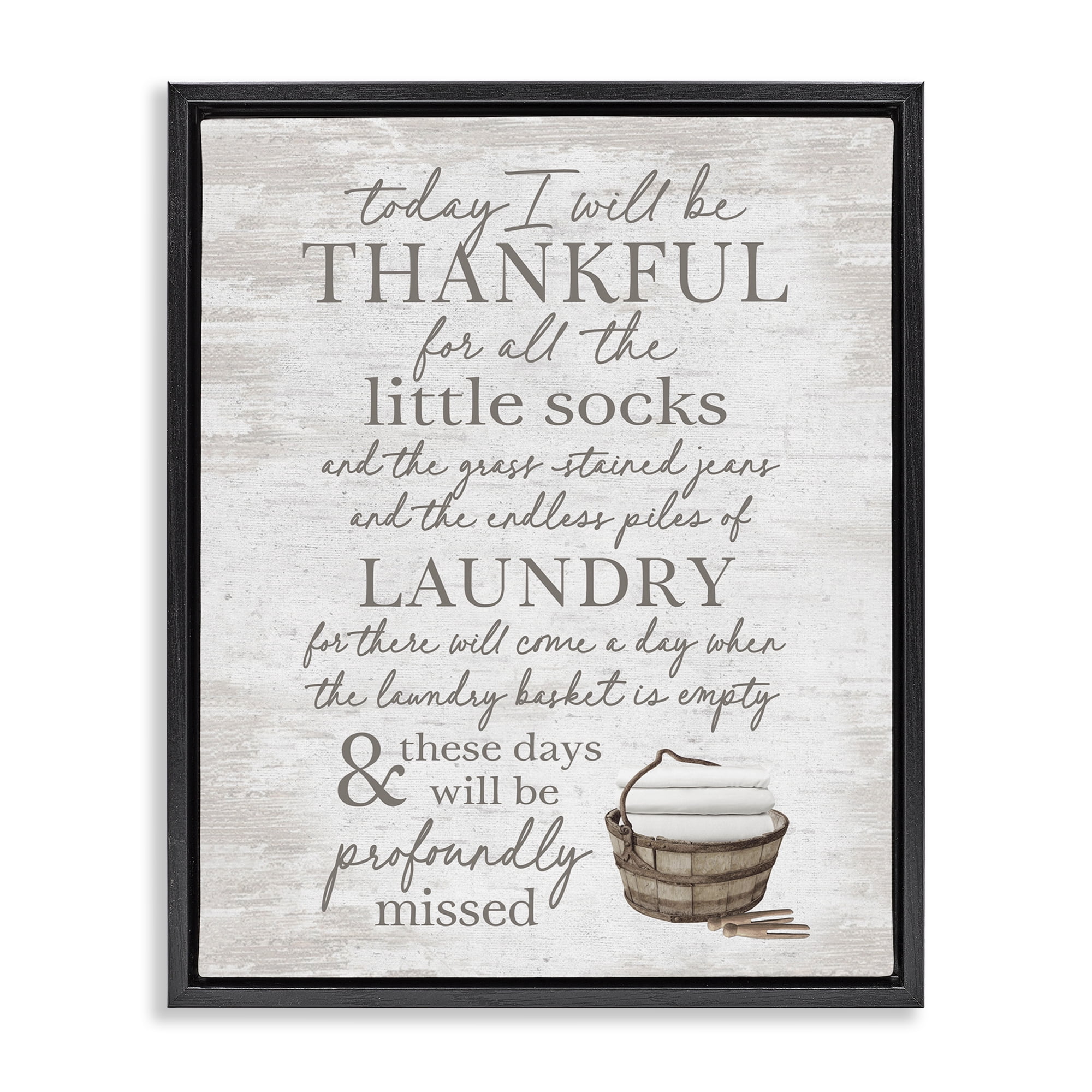 Stupell Industries Heartfelt Laundry Phrase Typography Painting Black Floater Framed Art Print Wall Art, 25 x 31