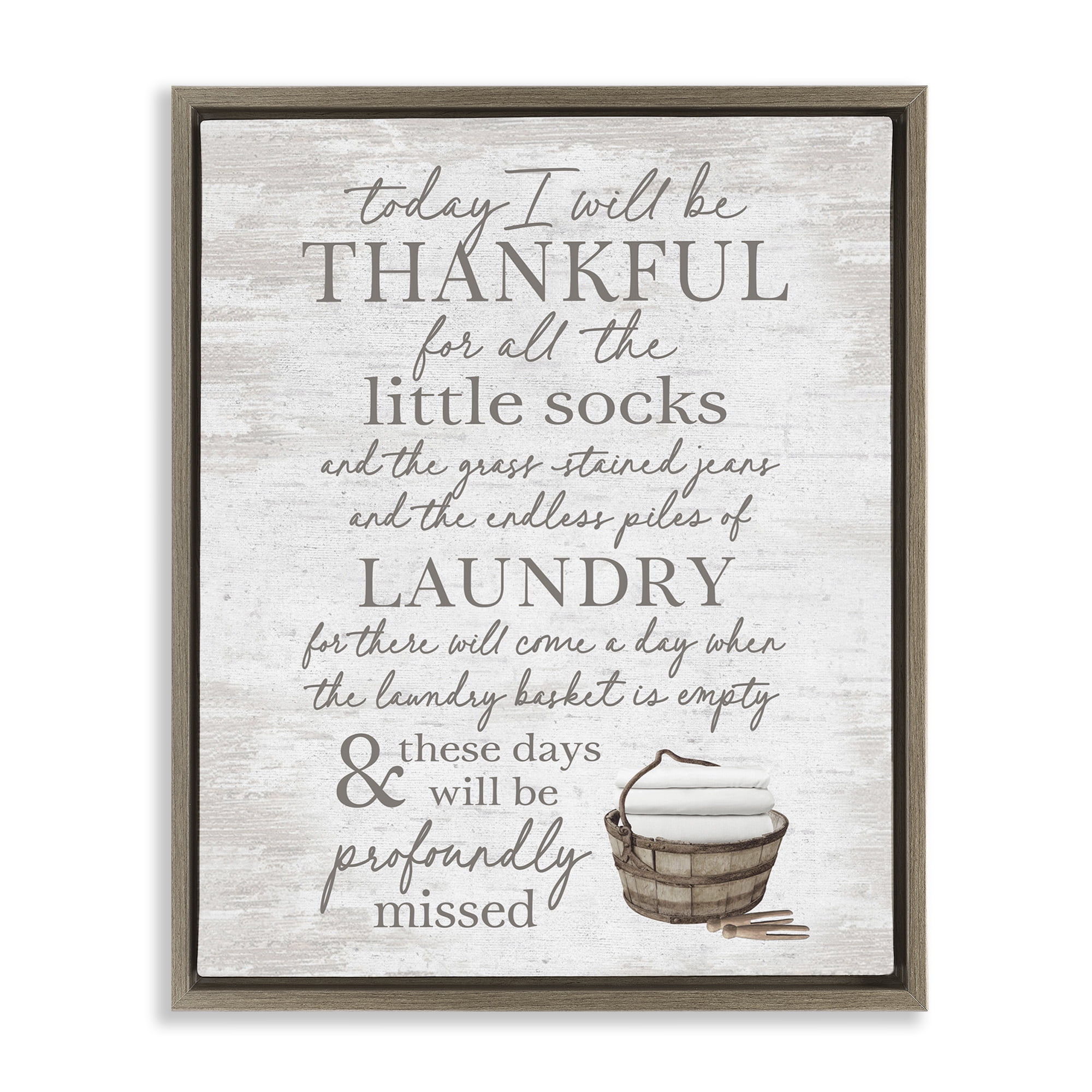Stupell Industries Heartfelt Laundry Phrase Typography Painting Brown Floater Framed Art Print Wall Art, 25 x 31