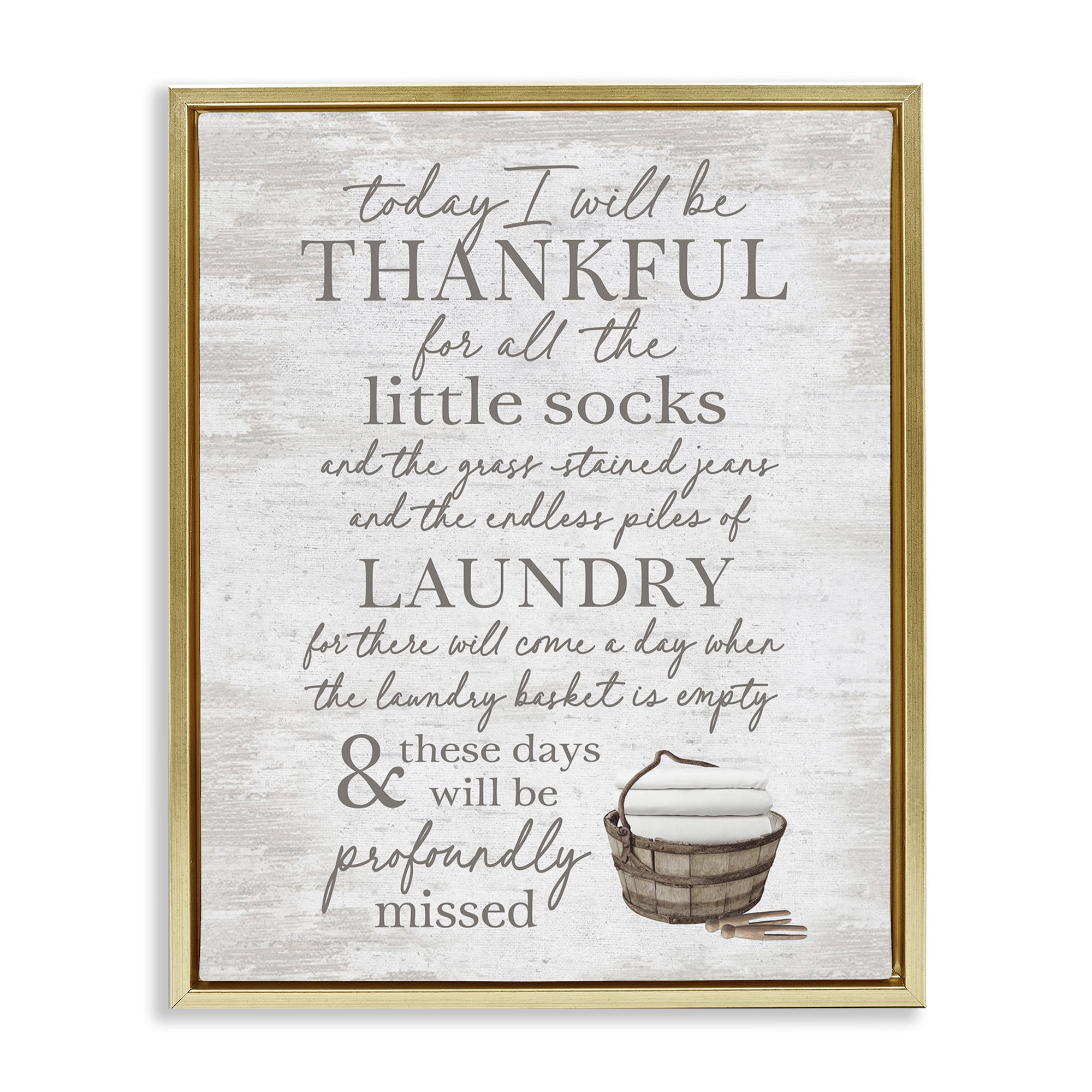 Stupell Industries Heartfelt Laundry Phrase Typography Painting Gold Floater Framed Art Print Wall Art, 17 x 21