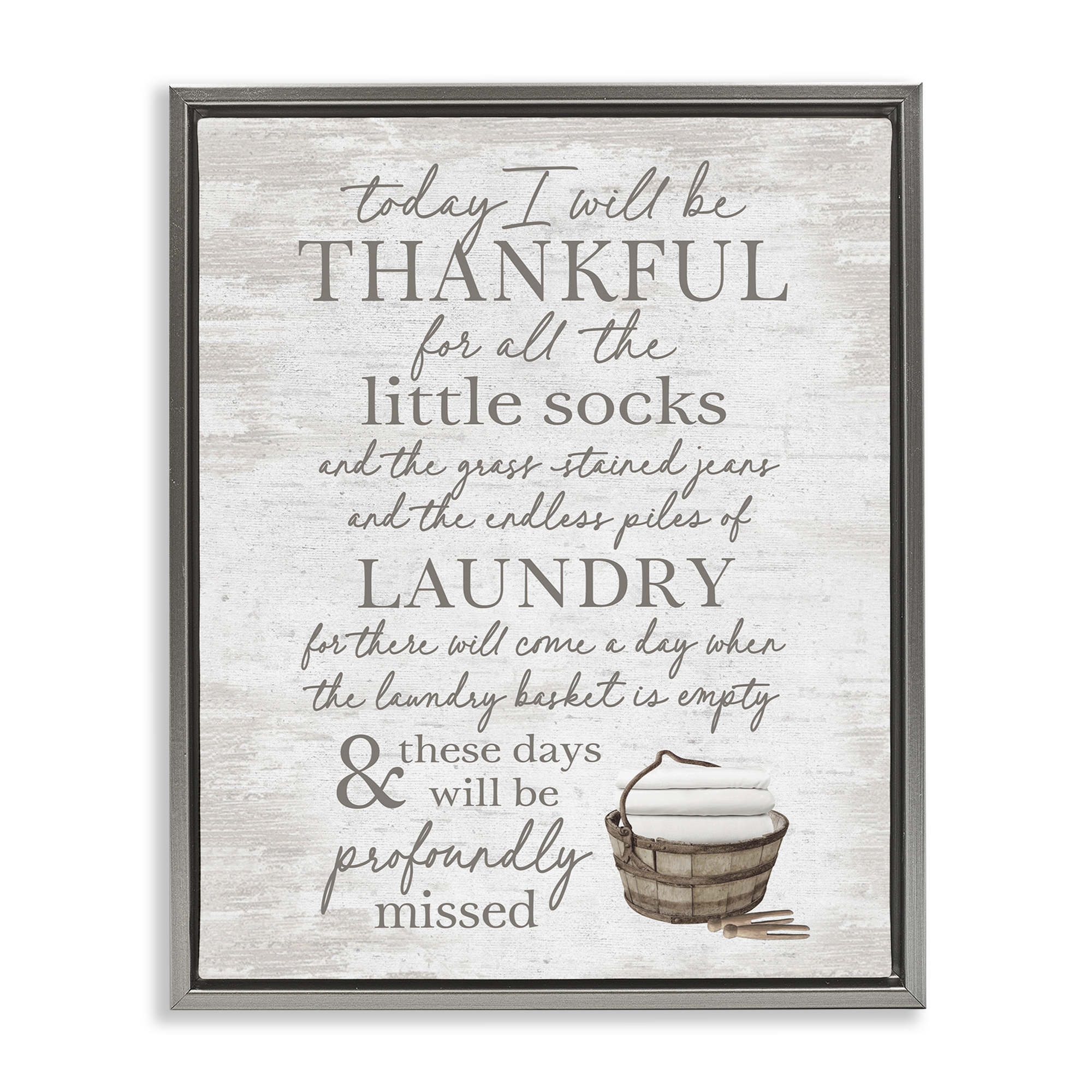 Stupell Industries Heartfelt Laundry Phrase Typography Painting Gray Floater Framed Art Print Wall Art, 17 x 21
