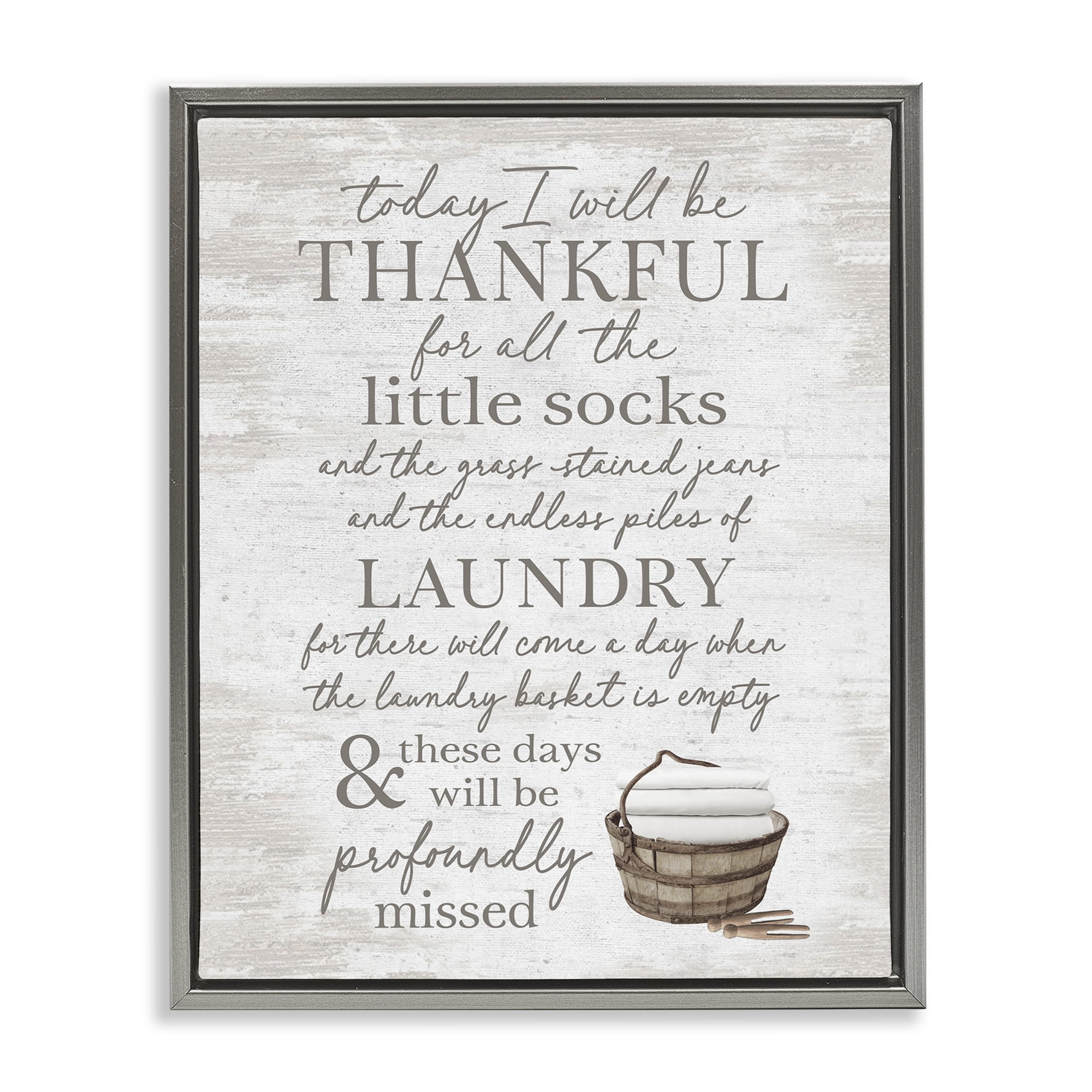 Stupell Industries Heartfelt Laundry Phrase Typography Painting Gray Floater Framed Art Print Wall Art, 25 x 31