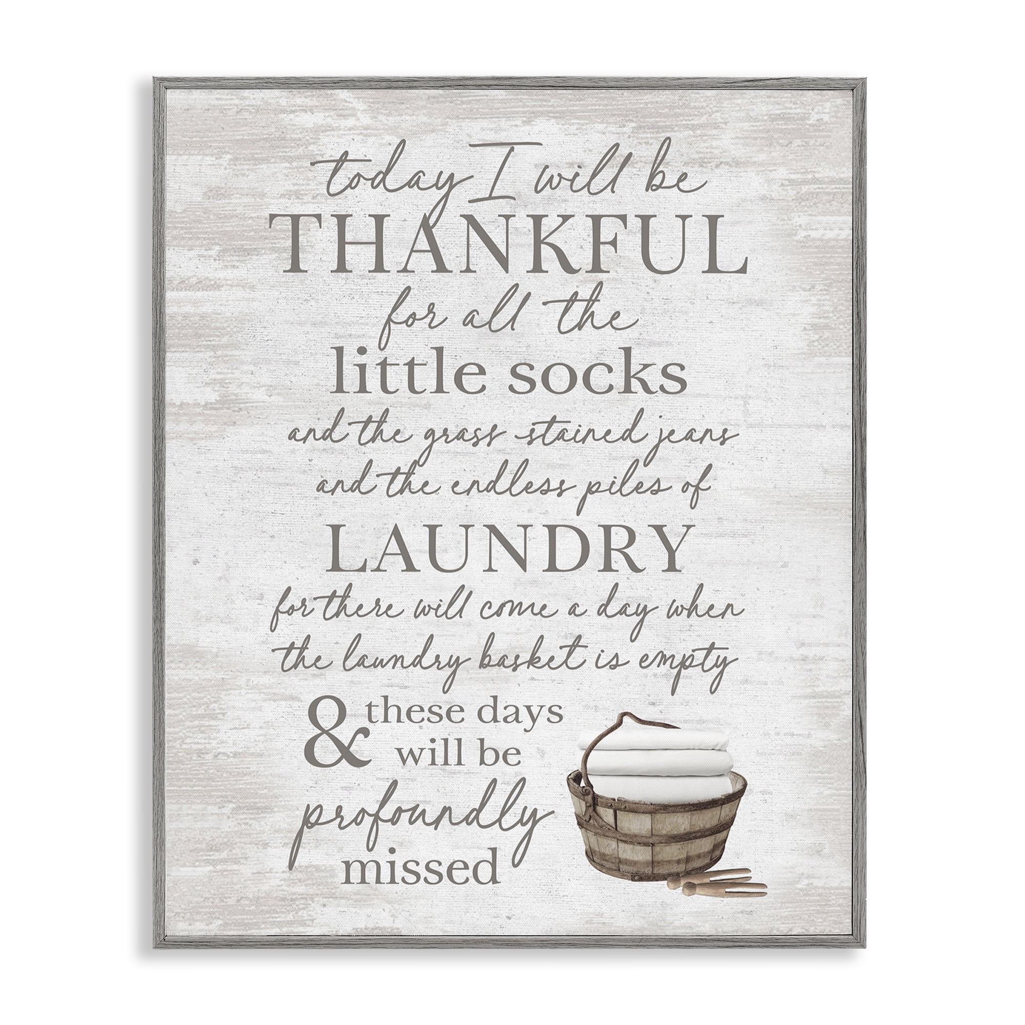 Stupell Industries Heartfelt Laundry Phrase Typography Painting Gray Framed Art Print Wall Art, 16 x 20
