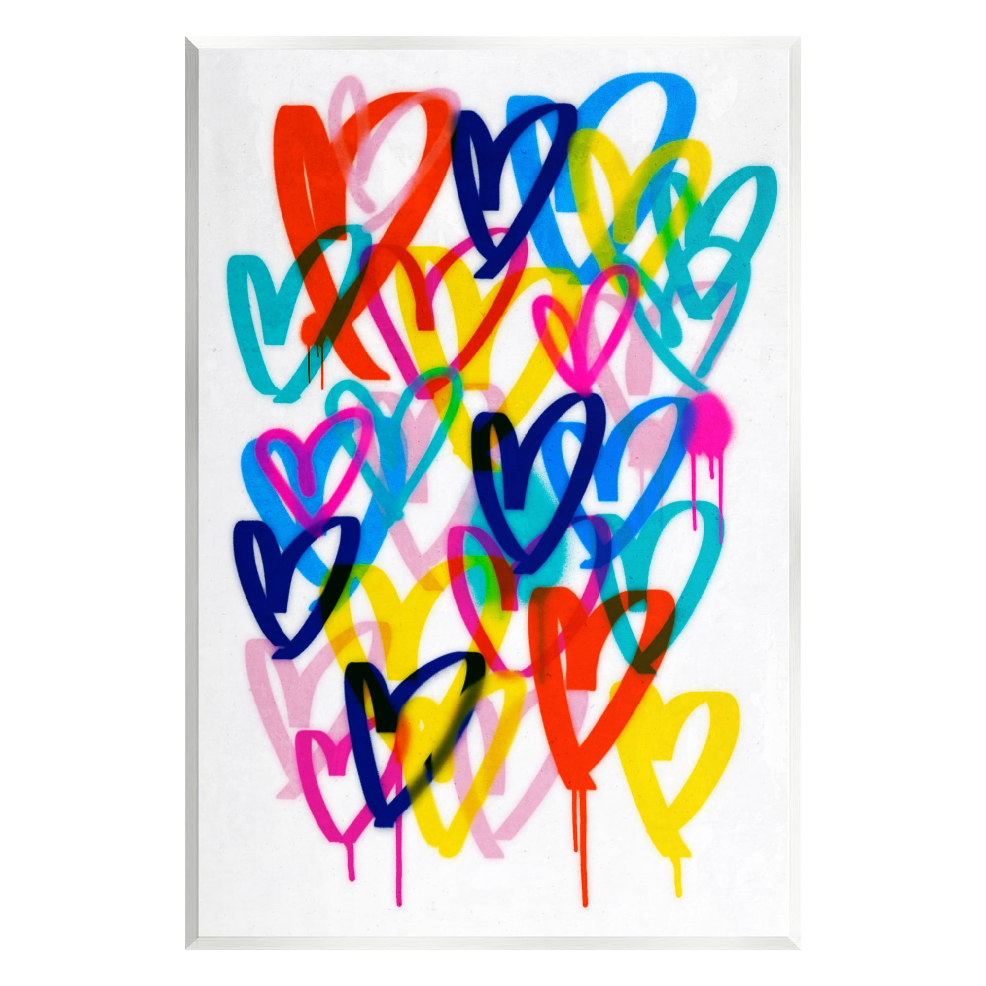Stupell Industries Hearts with Paint Drip Abstract Painting Unframed Art Print Wall Art, 13 x 19