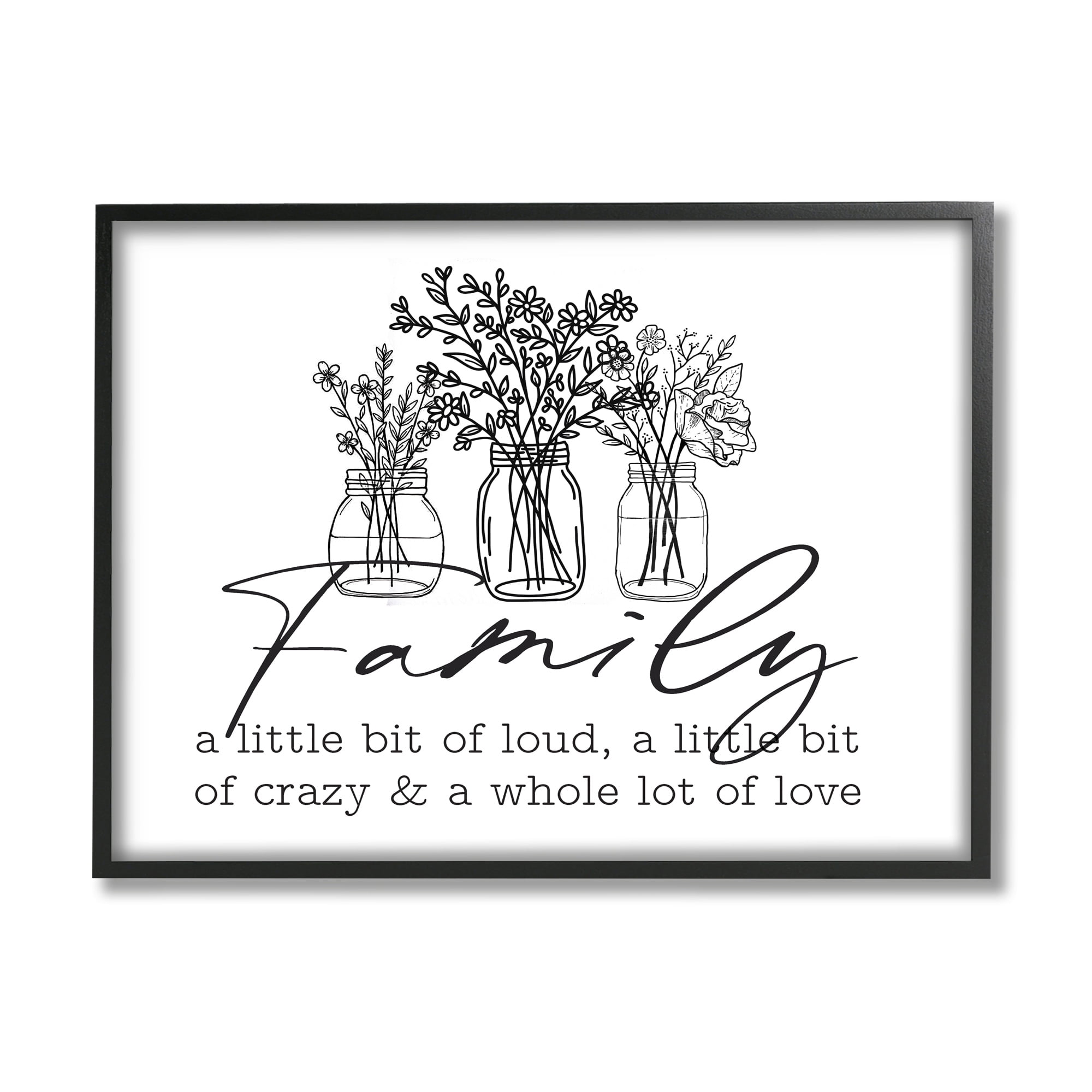 Stupell Industries Heartwarming Family Phrase Botanical Blossoms Bouquets Graphic Art Black Framed Art Print Wall Art, Design by Lettered and Lined