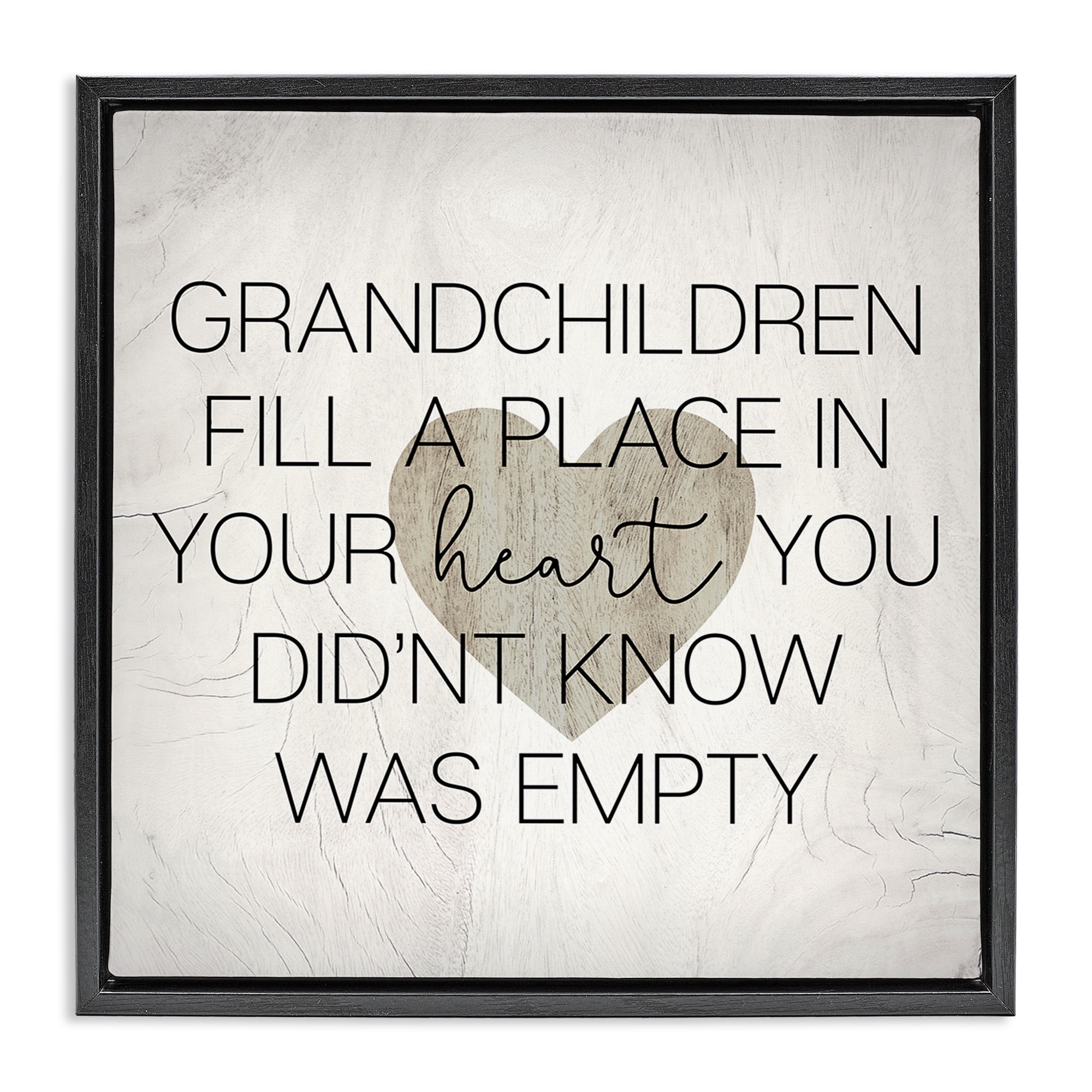 Stupell Industries Heartwarming Grandchildren Phrase Inspirational Painting Black Floater Framed Canvas Art Print Wall Art, 25 x 25