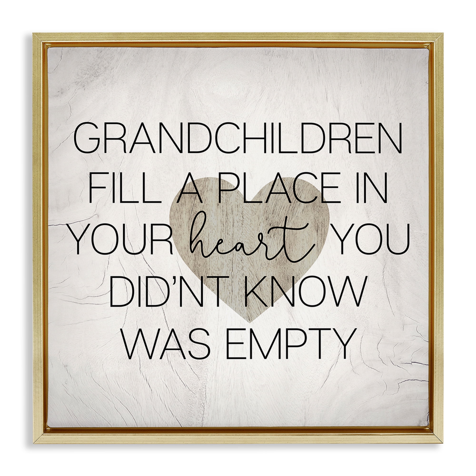 Stupell Industries Heartwarming Grandchildren Phrase Inspirational Painting Gold Floater Framed Canvas Art Print Wall Art, 25 x 25