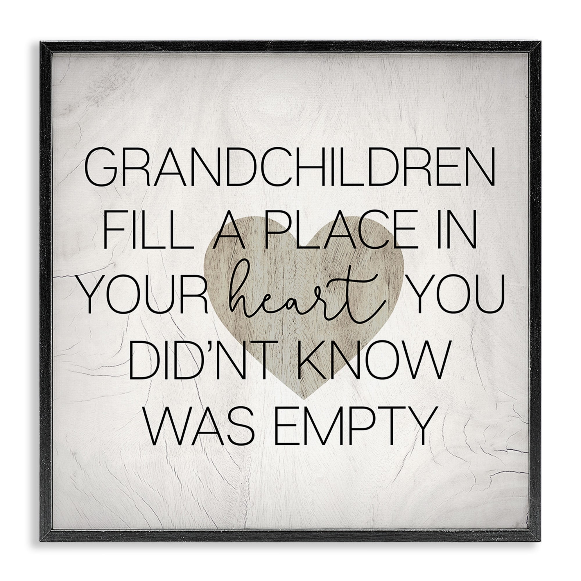 Stupell Industries Heartwarming Grandchildren Quote Rustic Country Heart Symbol Framed Wall Art, 12 x 12, Design by Daphne Polselli