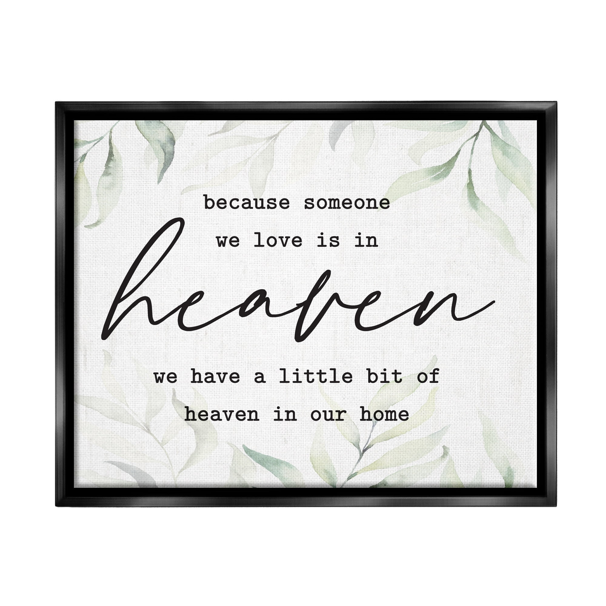 Stupell Industries Heaven In Our Home Tropical Plant Leaves Design Graphic Art Jet Black Floating Framed Canvas Print Wall Art, Design by Lettered and Lined