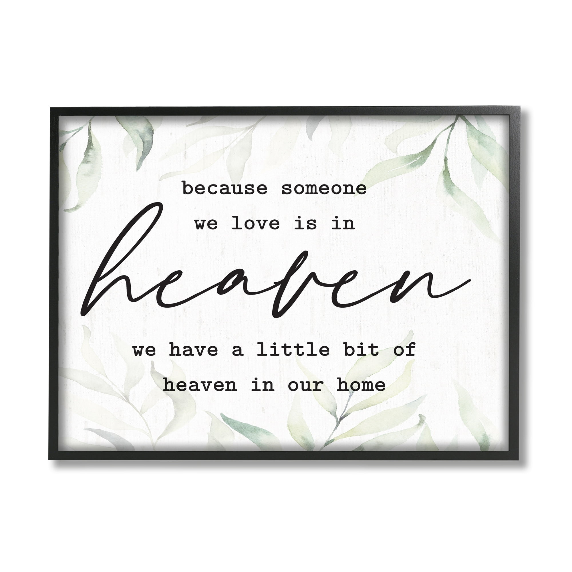 Stupell Industries Heaven In Our Home Tropical Plant Leaves Design Graphic Art Black Framed Art Print Wall Art, Design by Lettered and Lined