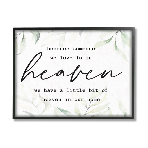 Stupell Industries Heaven In Our Home Tropical Plant Leaves Design Graphic Art Black Framed Art Print Wall Art, Design by Lettered and Lined