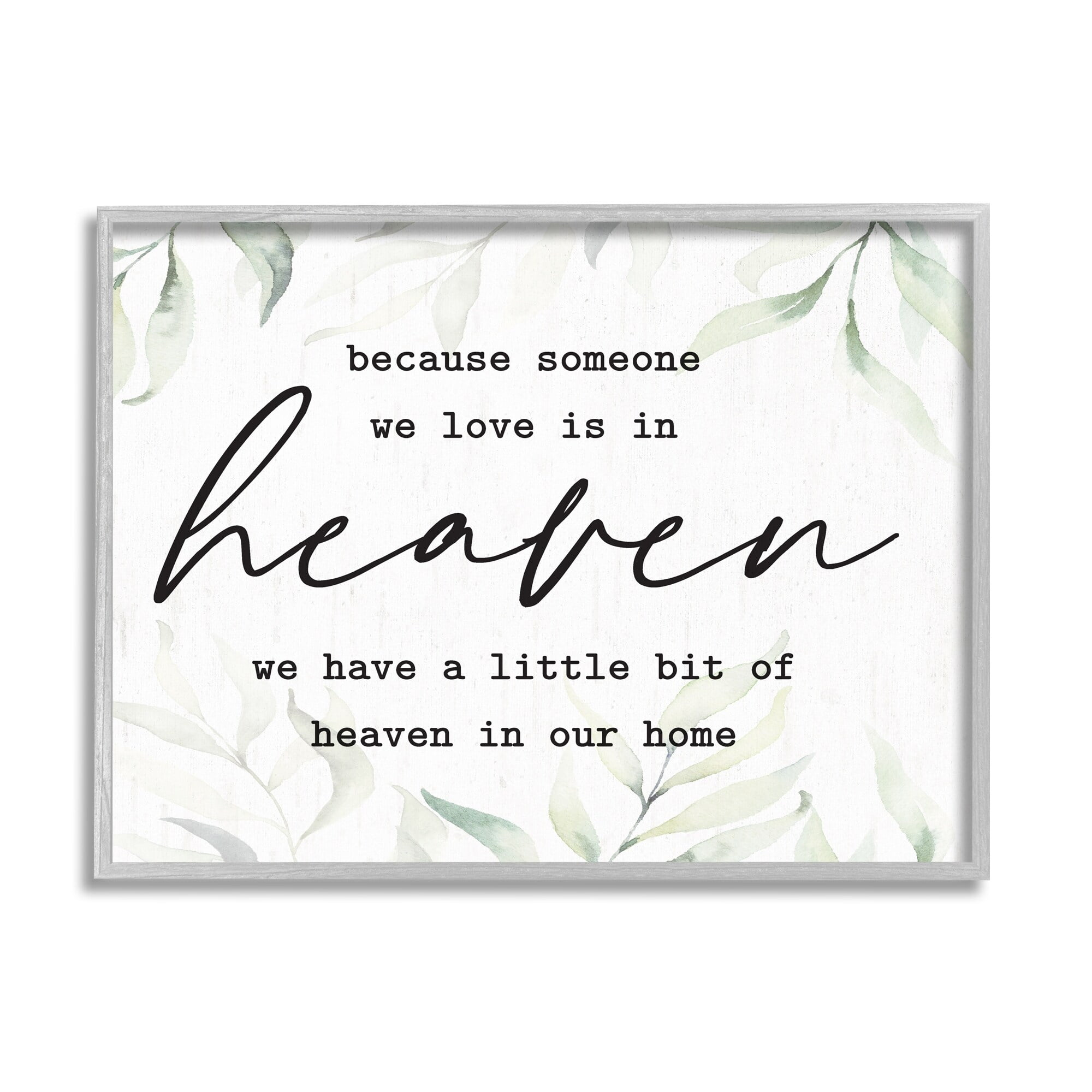 Stupell Industries Heaven In Our Home Tropical Plant Leaves Design Graphic Art Gray Framed Art Print Wall Art, Design by Lettered and Lined