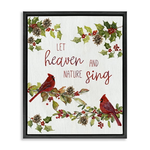 Stupell Industries Heaven & Nature Sing Holiday Painting Black Floater Framed Canvas Art Prints Wall Art, 17 x 21