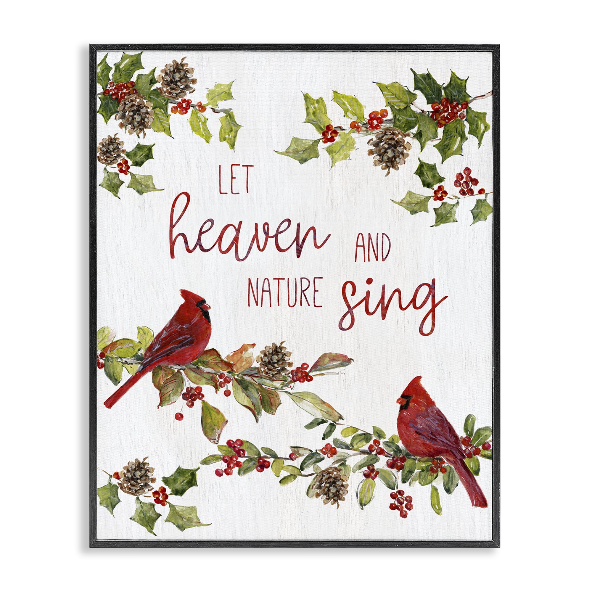 Stupell Industries Heaven & Nature Sing Holiday Painting Black Framed Art Prints Wall Art, 16 x 20