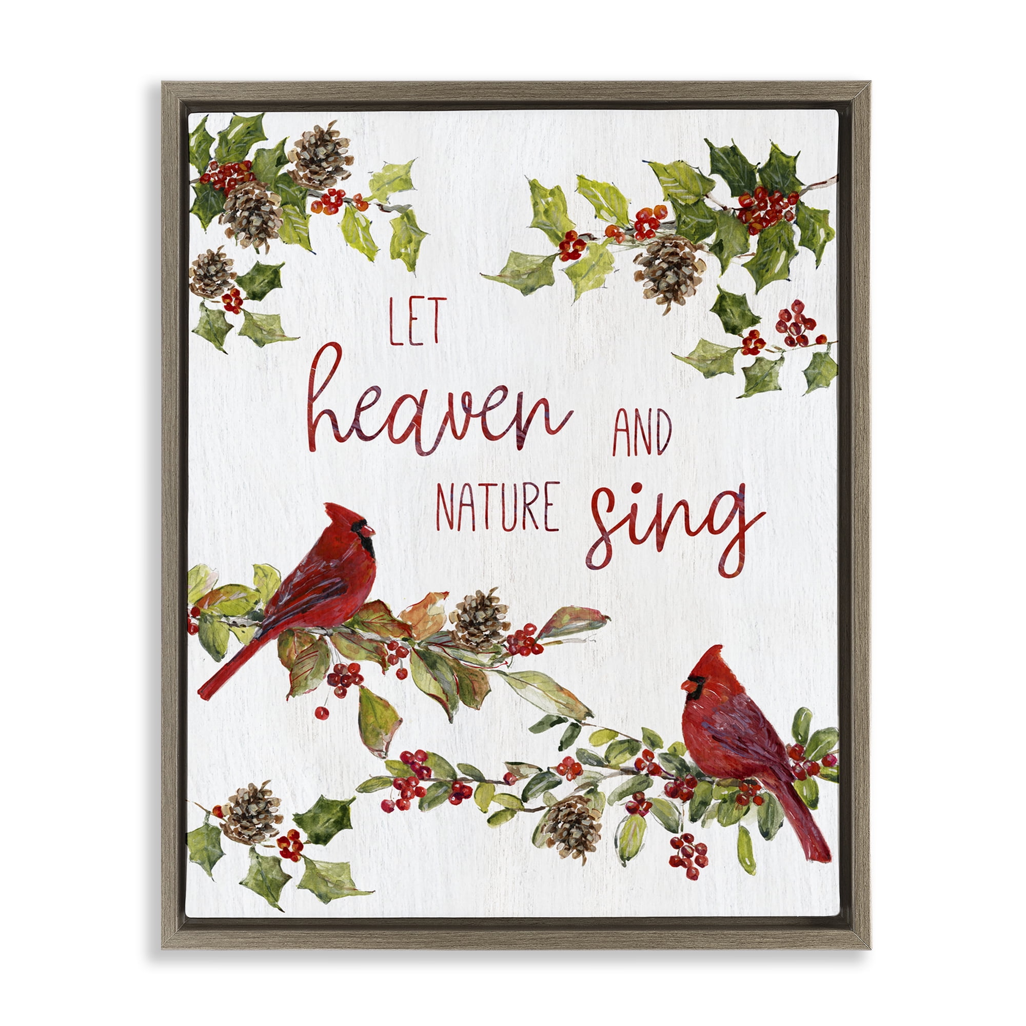 Stupell Industries Heaven & Nature Sing Holiday Painting Brown Floater Framed Canvas Art Prints Wall Art, 25 x 31
