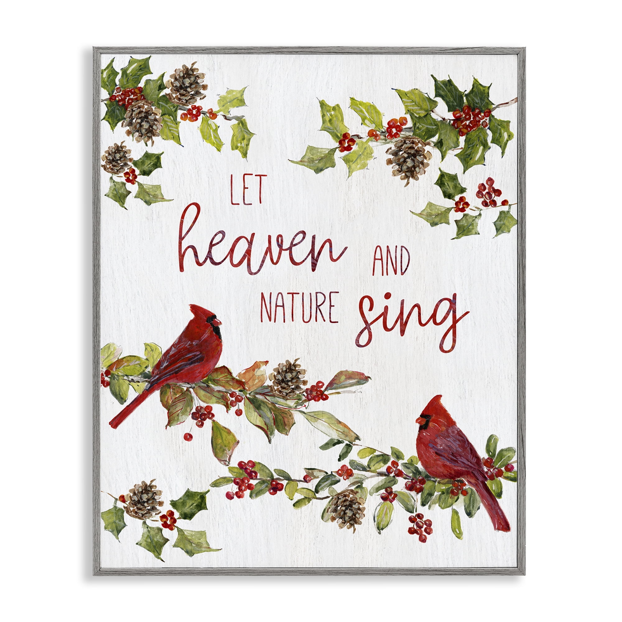 Stupell Industries Heaven & Nature Sing Holiday Painting Gray Framed Art Prints Wall Art, 11 x 14