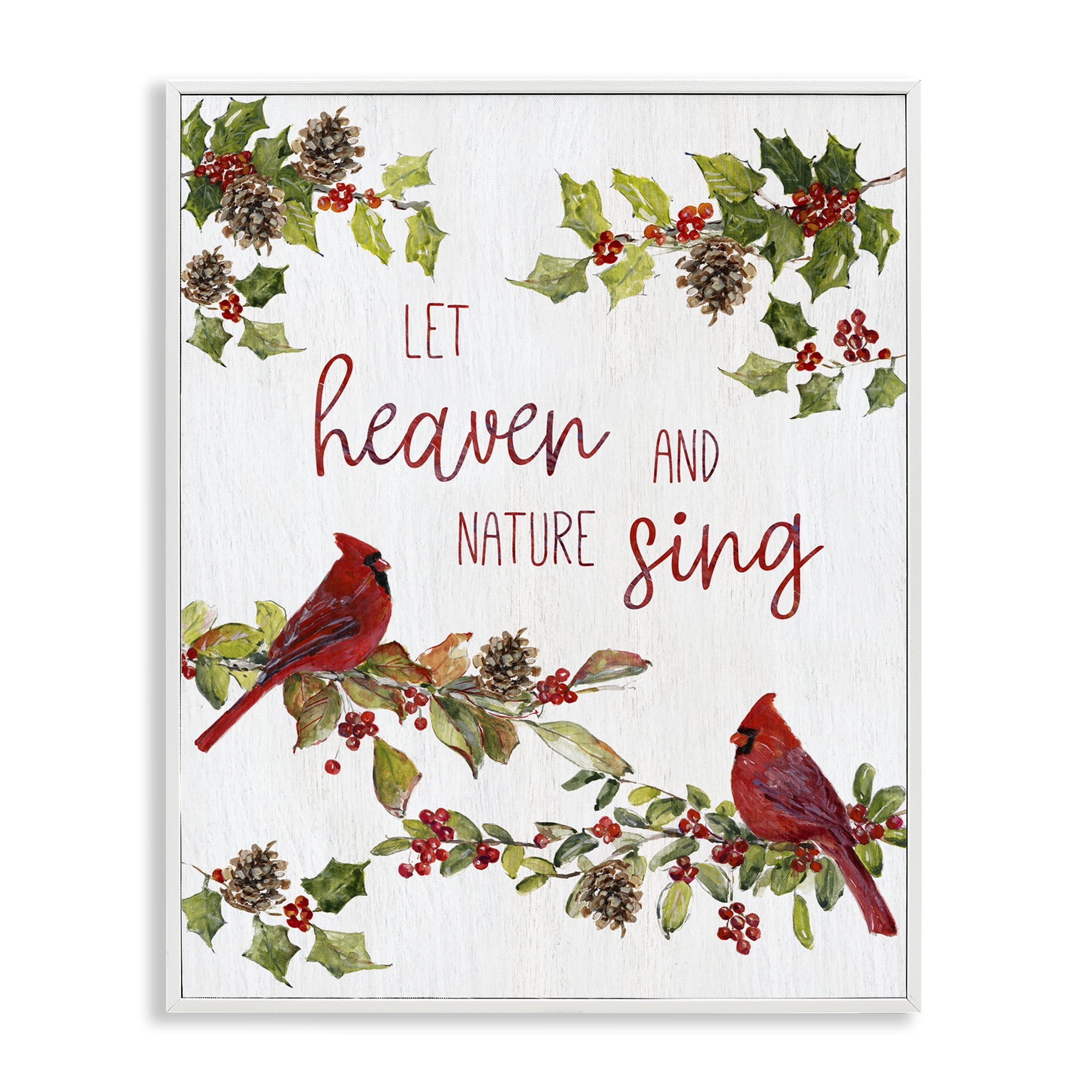 Stupell Industries Heaven & Nature Sing Holiday Painting White Framed Art Prints Wall Art, 16 x 20