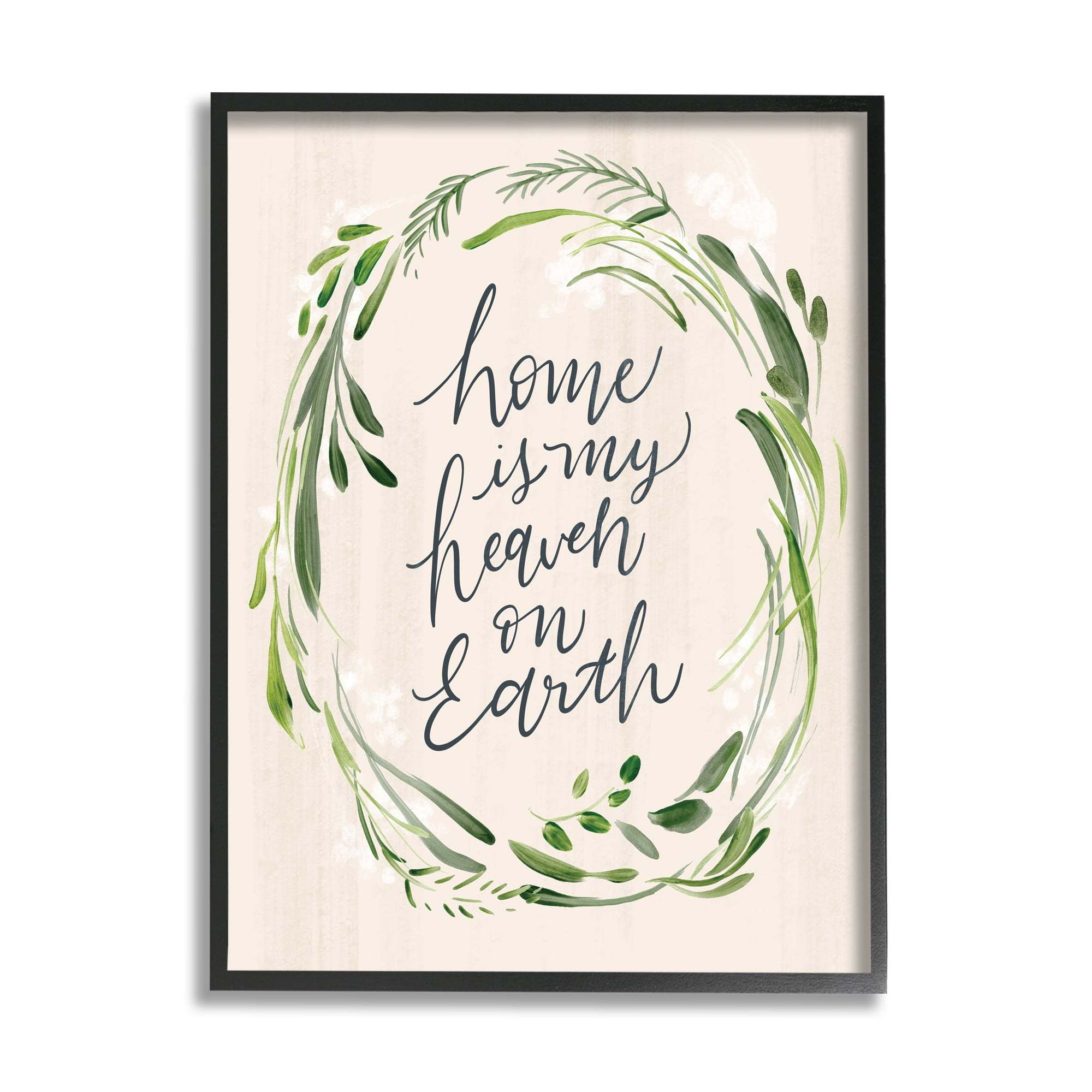 Stupell Industries Heaven On Earth Religious Home Script Calligraphy Graphic Art Black Framed Art Print Wall Art, Design by Caverly Smith