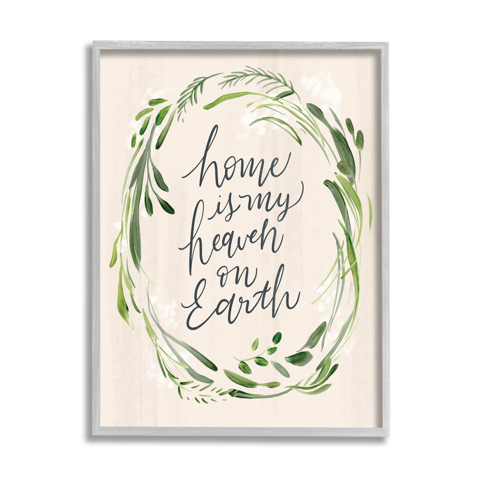 Stupell Industries Heaven On Earth Religious Home Script Calligraphy Graphic Art Gray Framed Art Print Wall Art, Design by Caverly Smith