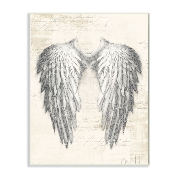 Stupell Industries Heavenly Wings Silver Parchment Design Wall Plaque by Main Line Studio