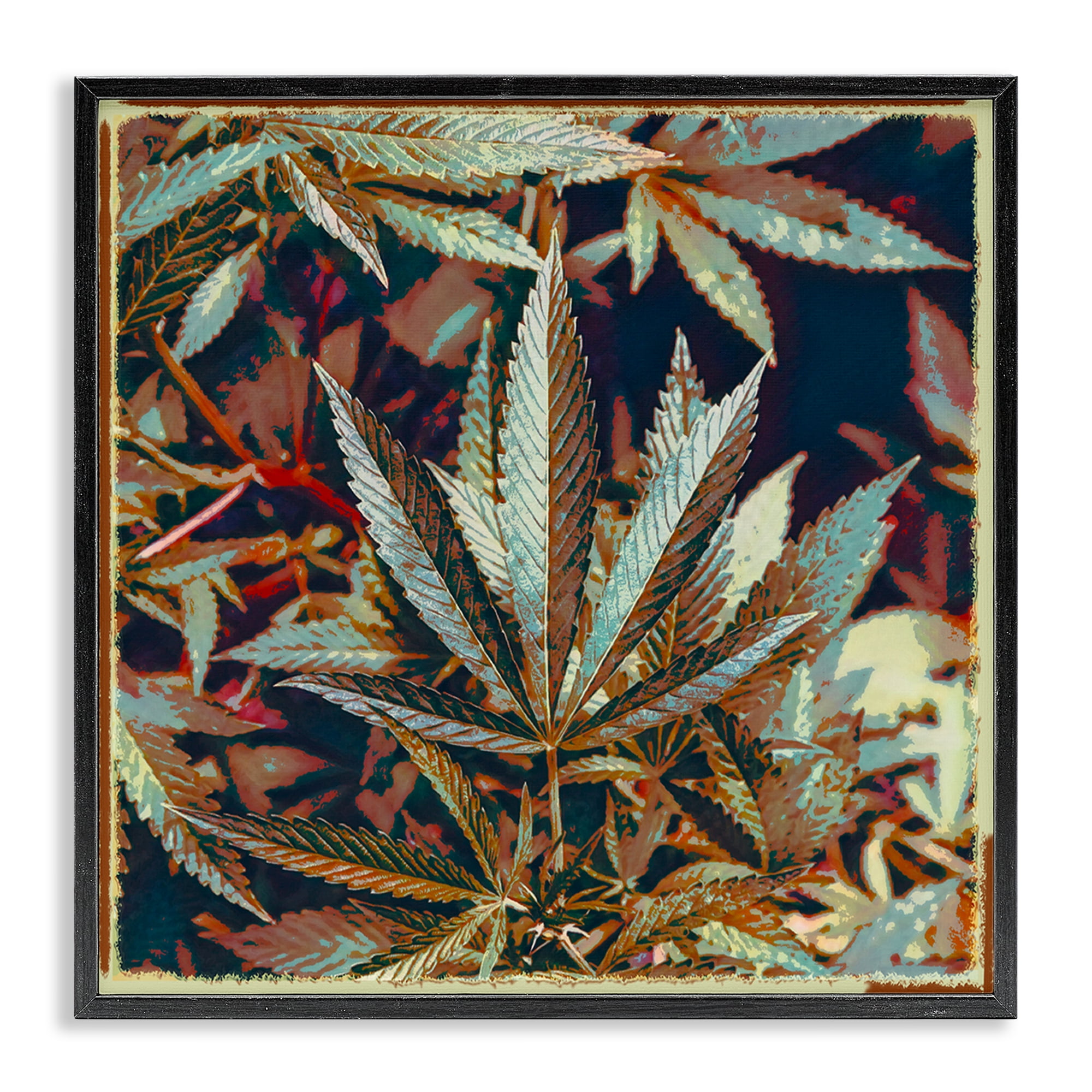 Stupell Industries Heavy Metal Cannabis Plants & Flowers Painting Black Framed Art Print Wall Art, 24 x 24
