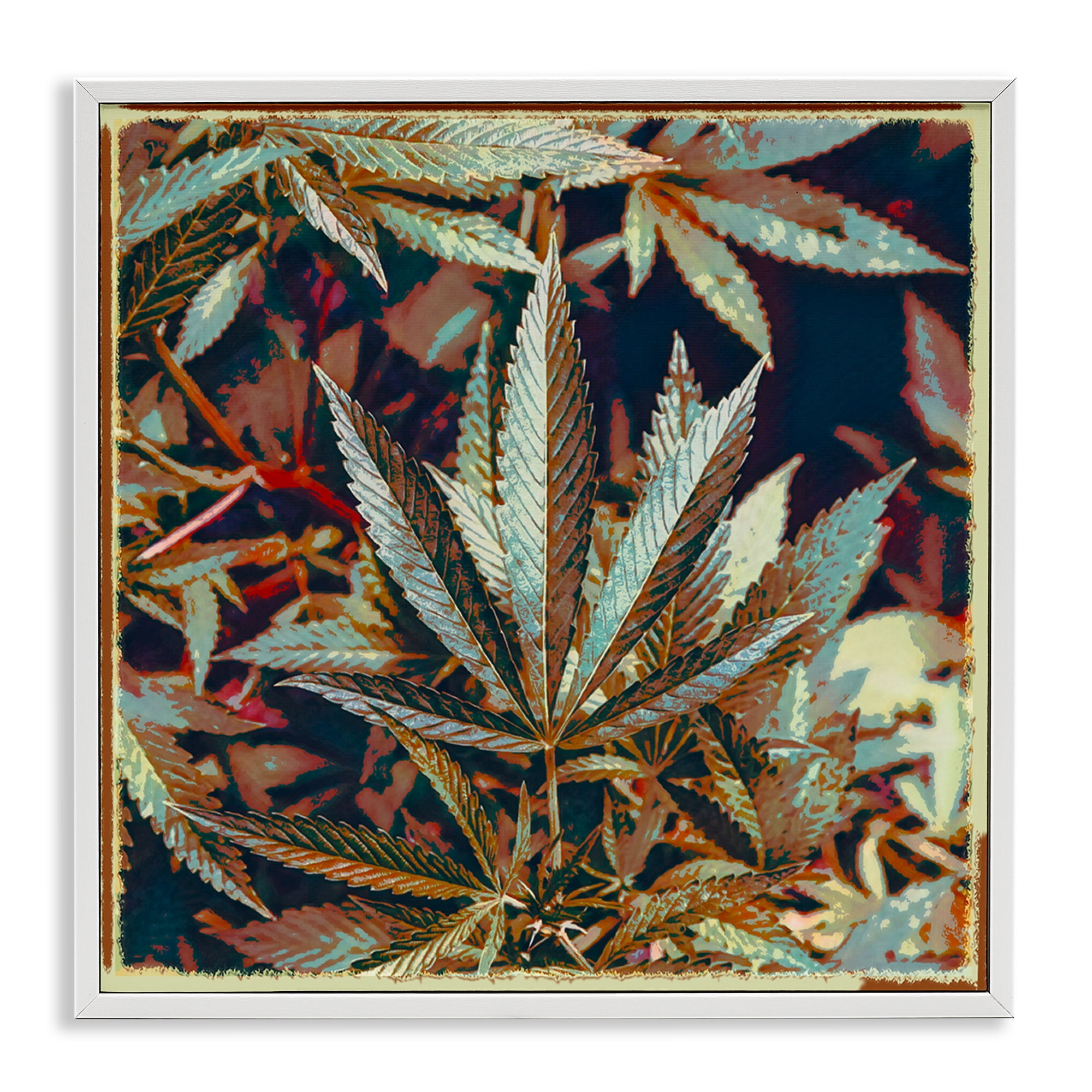 Stupell Industries Heavy Metal Cannabis Plants & Flowers Painting White Framed Art Print Wall Art, 24 x 24