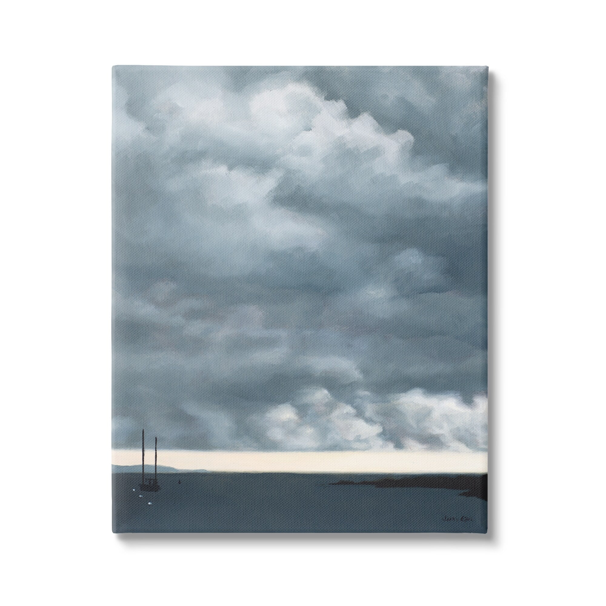 Stupell Industries Heavy Overcast Clouds Looming Ocean Water Boat Canvas Wall Art, 36 x 48, Design by Jen Eitel