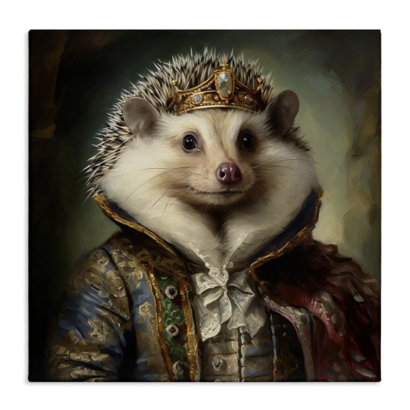 Stupell Industries Hedgehog Regal Transformation Animals & Insects Painting Gallery Wrapped Canvas Art Print Wall Art, 30 x 30