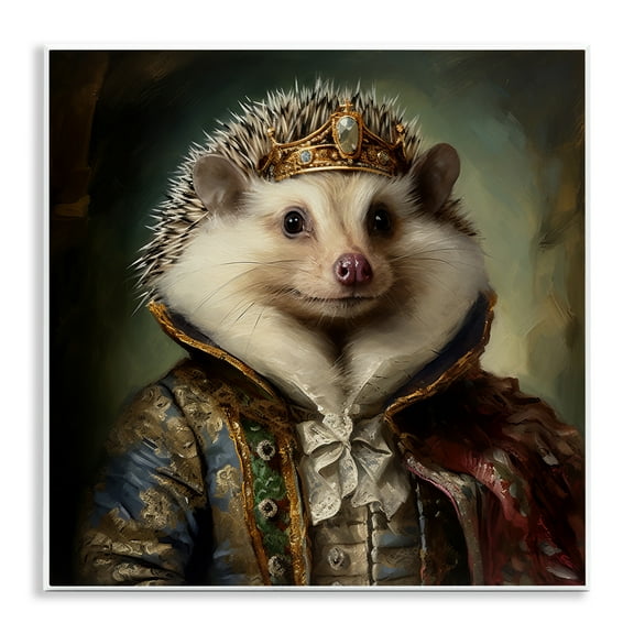Stupell Industries Hedgehog Regal Transformation Animals & Insects Painting Unframed Art Print Wall Art, 12 x 12