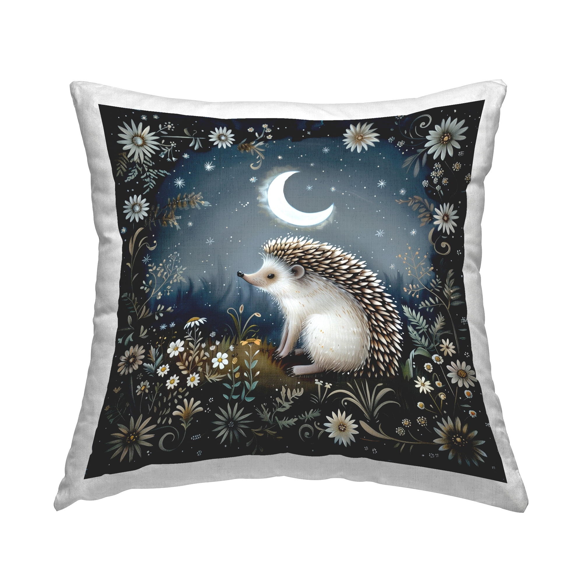 Stupell Industries Hedgehog Under Forest Moon Decorative Printed Throw Pillow Design by The Dutch Lady.
