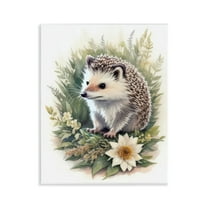 Stupell Industries Hedgehog & White Flower Animals & Insects Painting Unframed Art Print Wall Art, 11 x 14