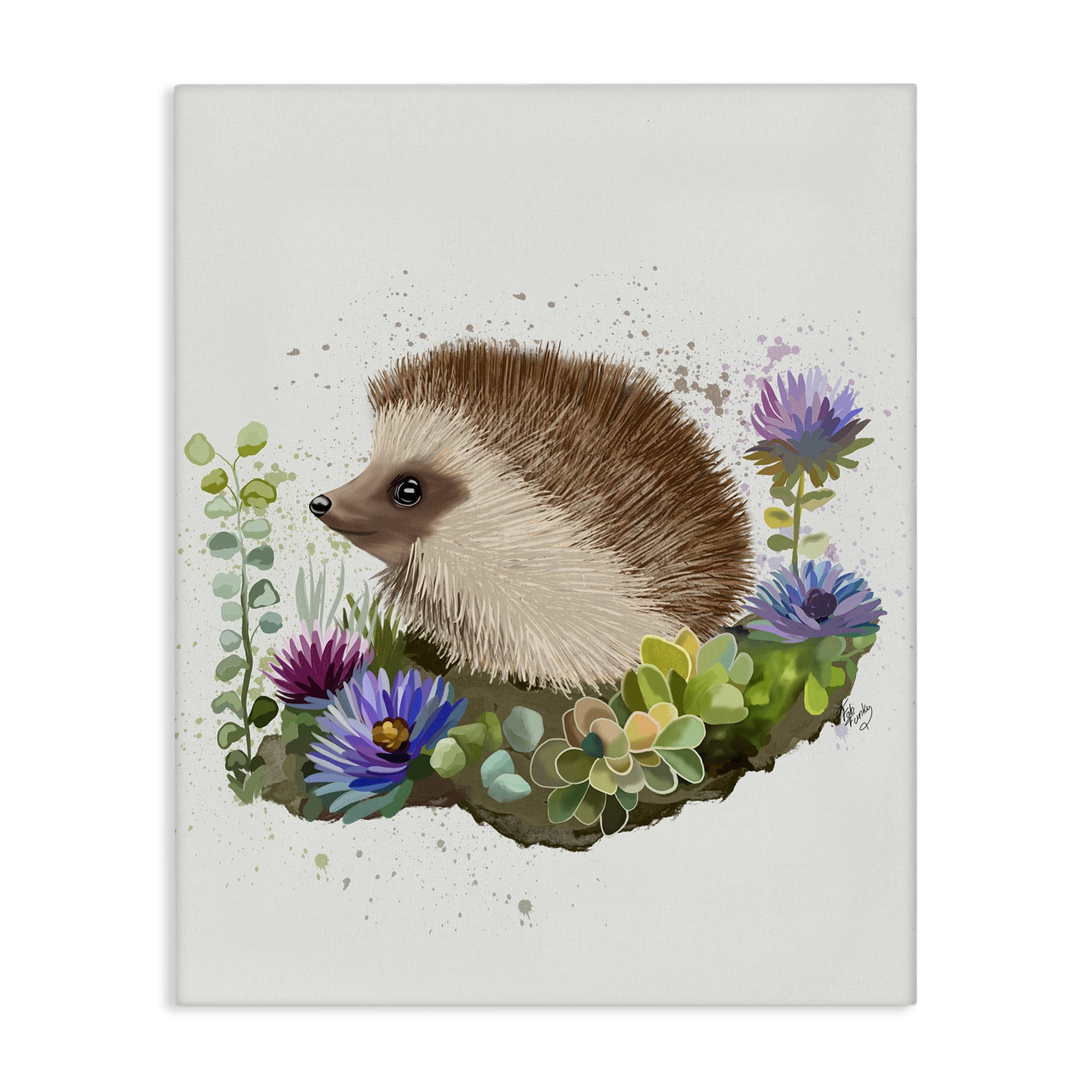 Stupell Industries Hedgehog in Garden Animals & Insects Painting Gallery Wrapped Canvas Art Print Wall Art, 30 x 40