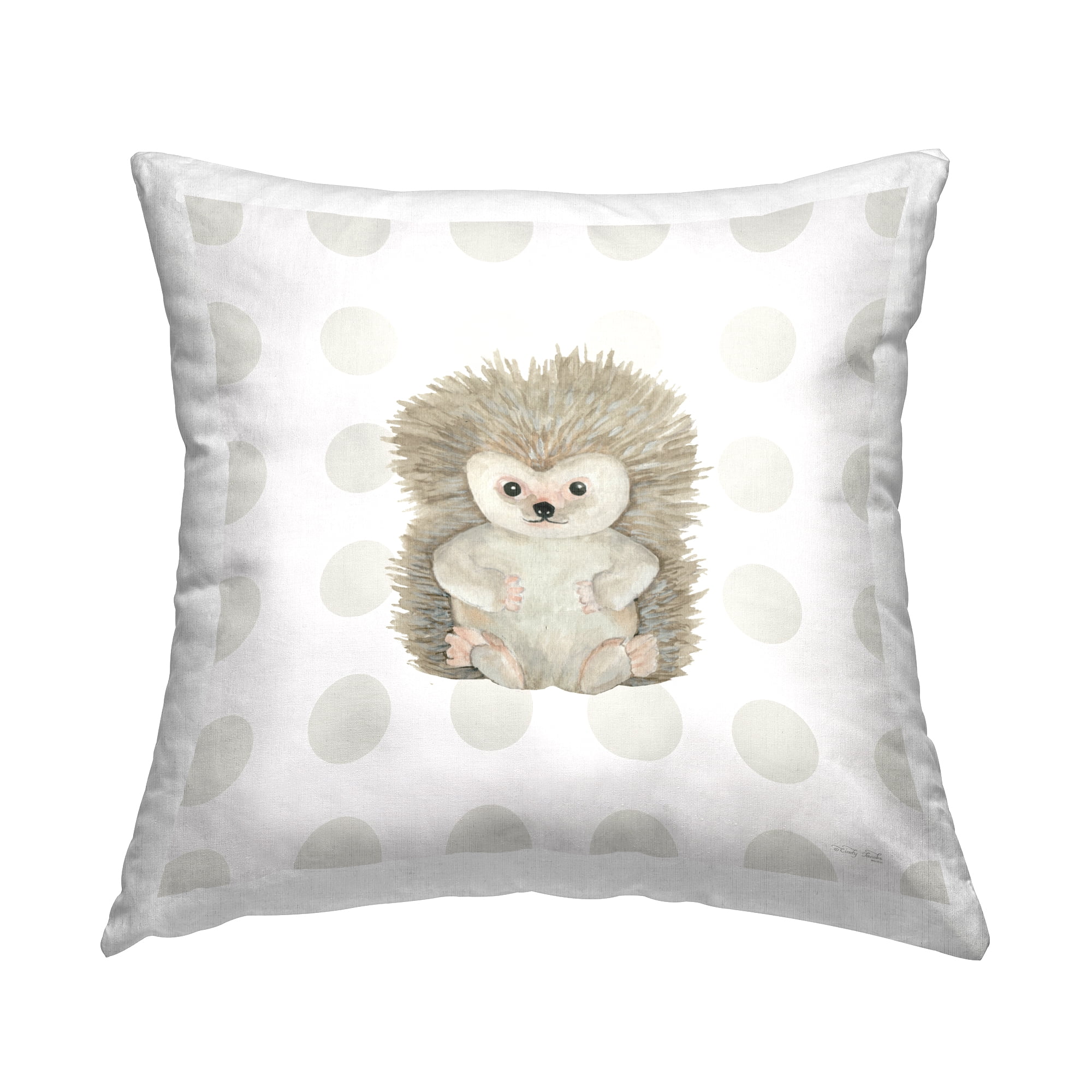 Stupell Industries Hedgehog on Dots Decorative Printed Throw Pillow Design by Cindy Jacobs.