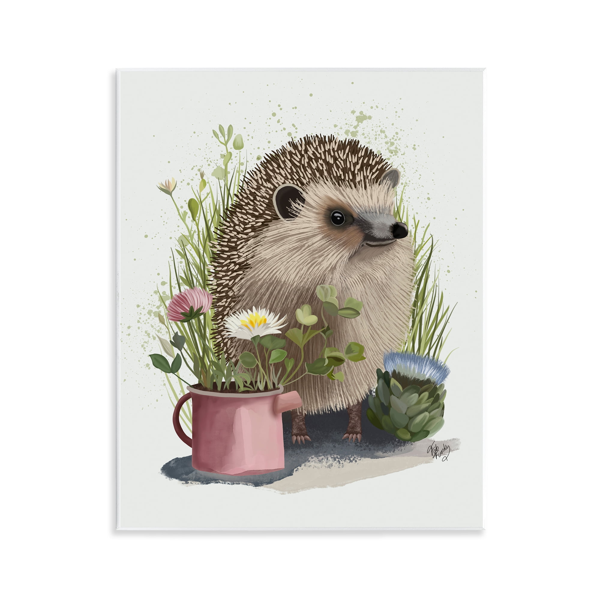 Stupell Industries Hedgehog with Garden Plants Animals & Insects Painting Unframed Art Print Wall Art, 11 x 14