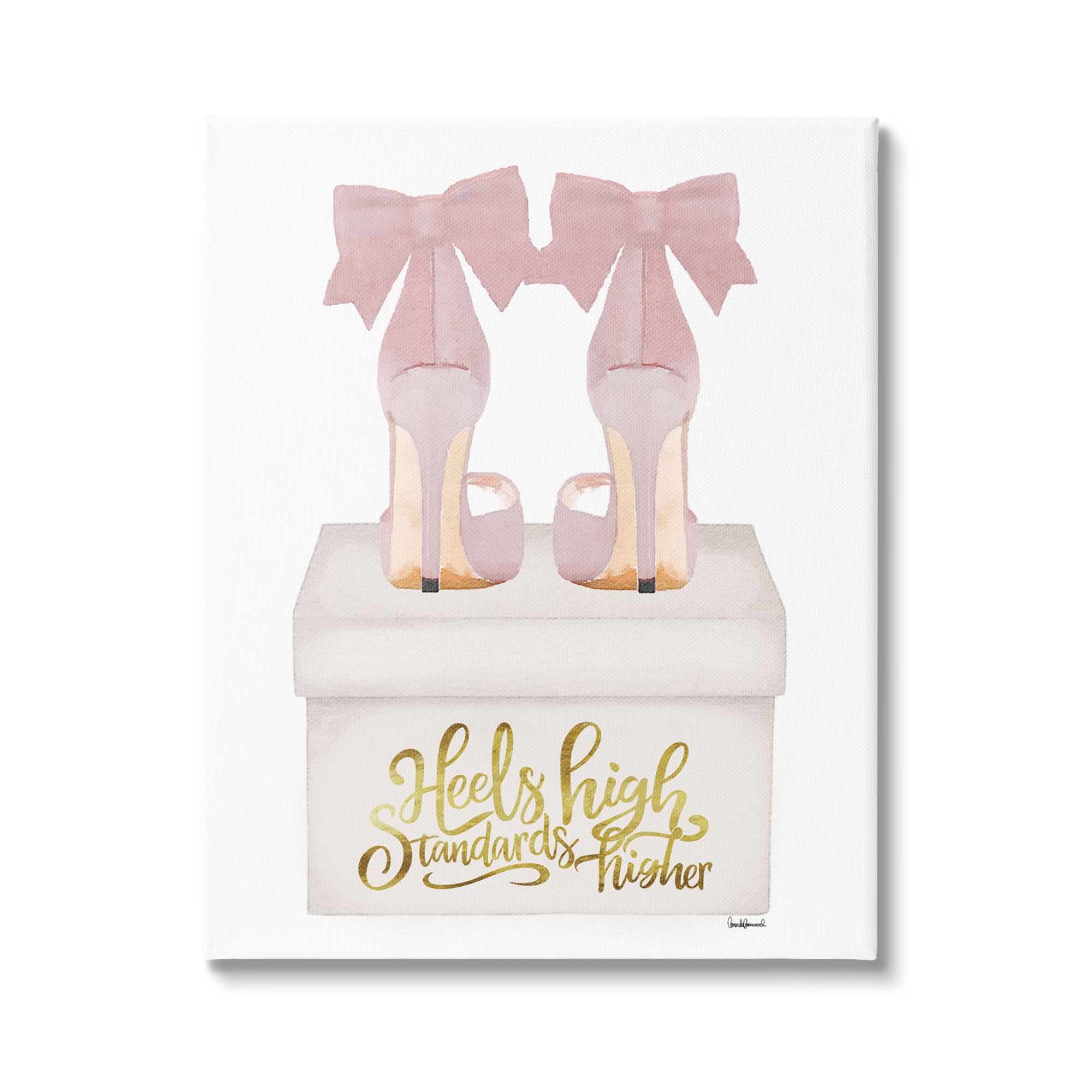 Stupell Industries Heels High Pink Phrase Beauty & Fashion Painting Gallery Wrapped Canvas Art Print Wall Art, 16 x 20