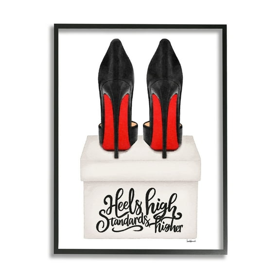 Stupell Industries Heels High Standards Higher Beauty & Fashion Painting Black Framed Art Print Wall Art, 11 x 14