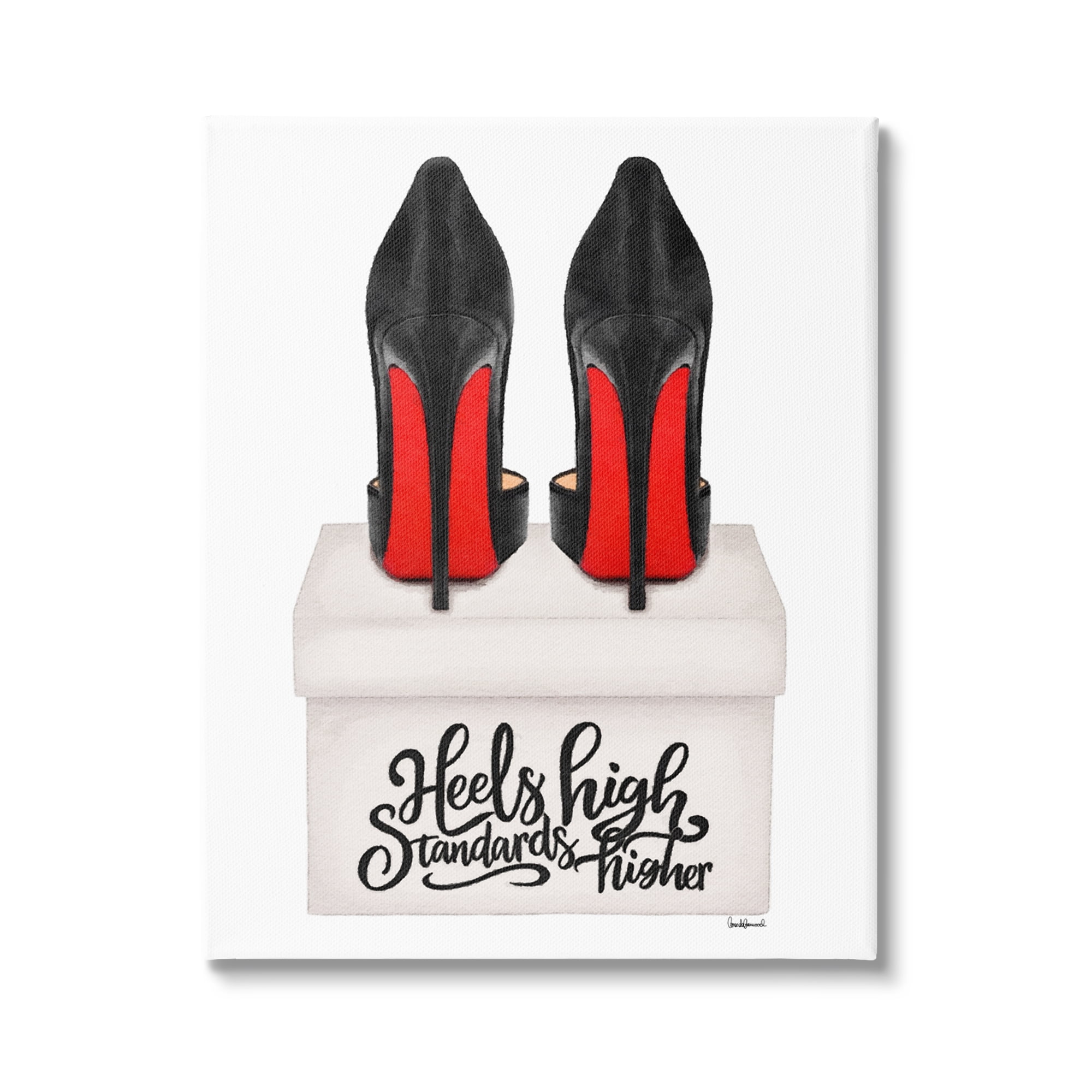 Stupell Industries Heels High Standards Higher Beauty & Fashion Painting Gallery Wrapped Canvas Art Print Wall Art, 16 x 20