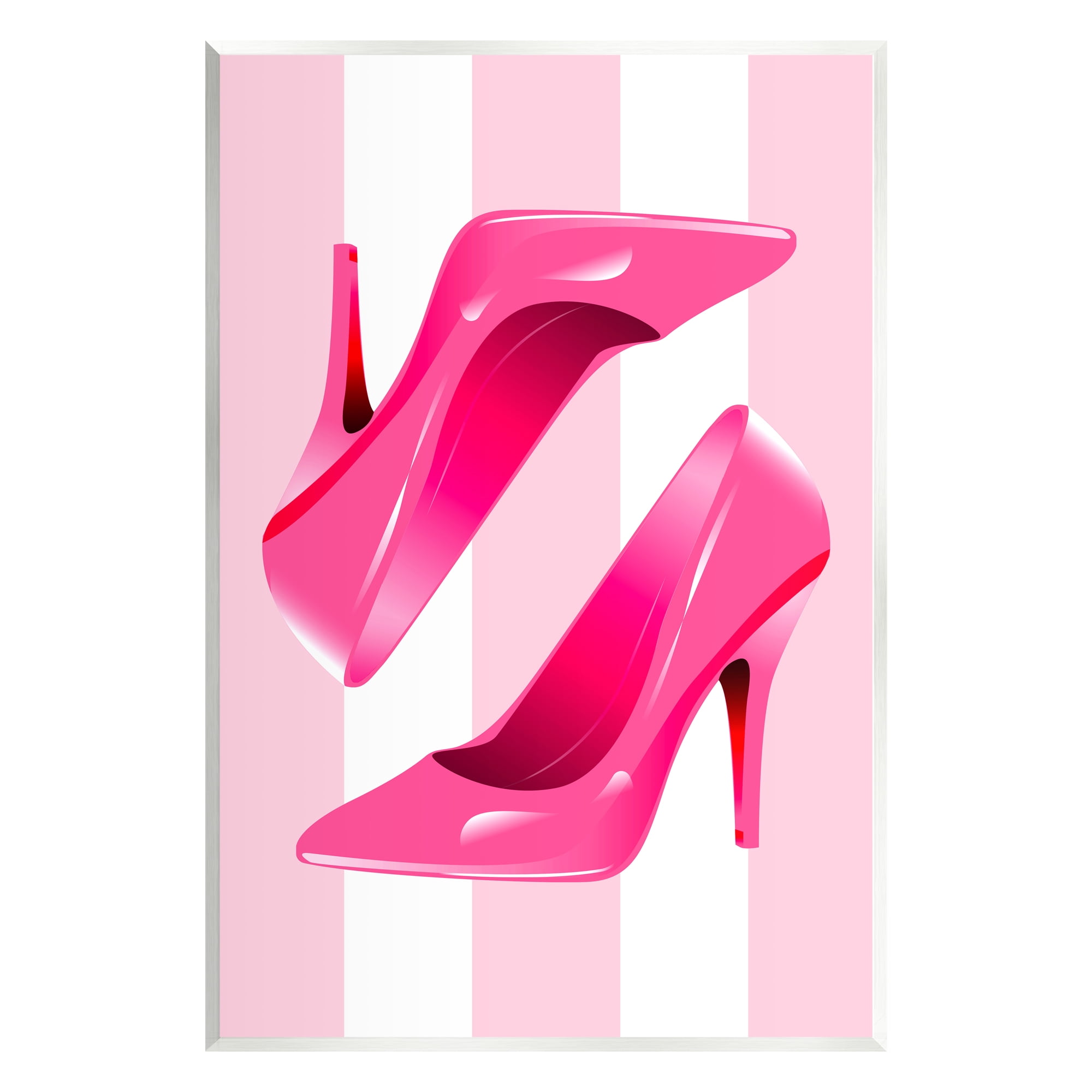Stupell Industries Heels on Pink Stripes Beauty & Fashion Painting Unframed Art Print Wall Art, 13 x 19