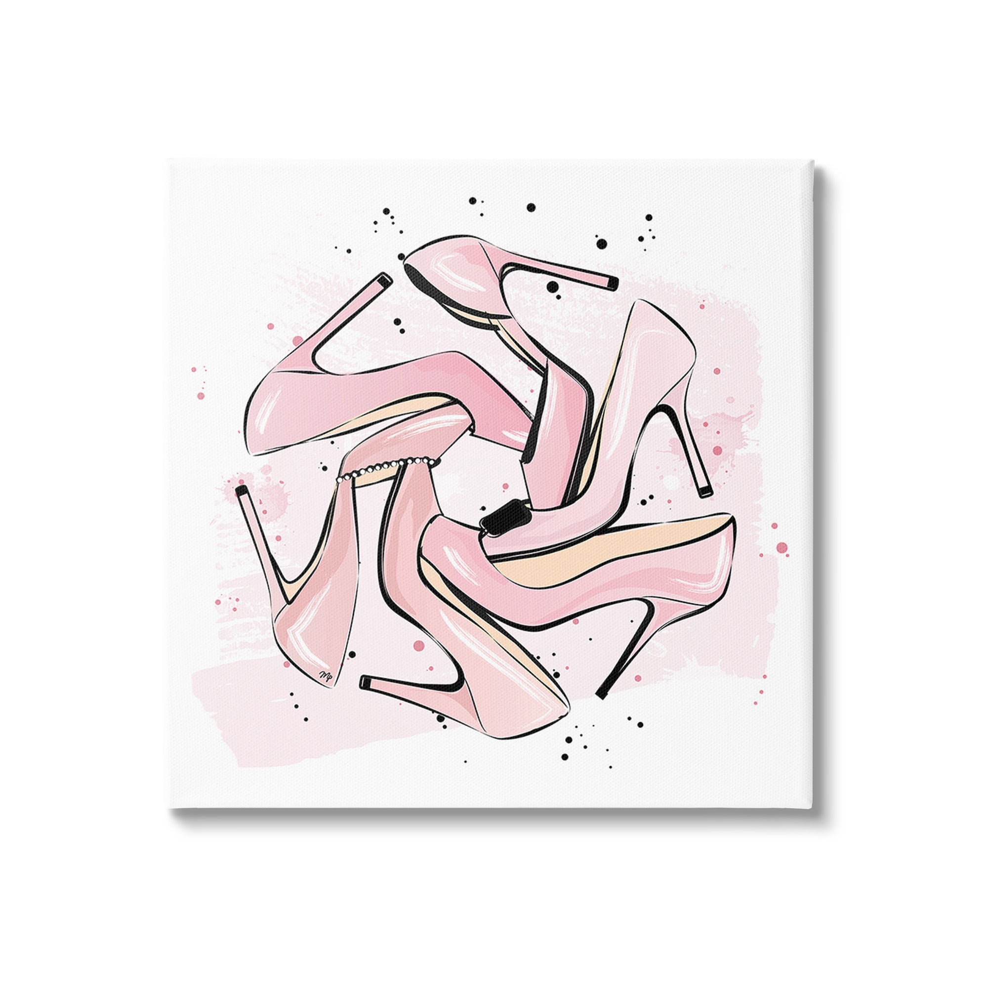 Stupell Industries Heels with Modern Pattern Beauty & Fashion Painting Gallery Wrapped Canvas Art Print Wall Art, 24 x 24