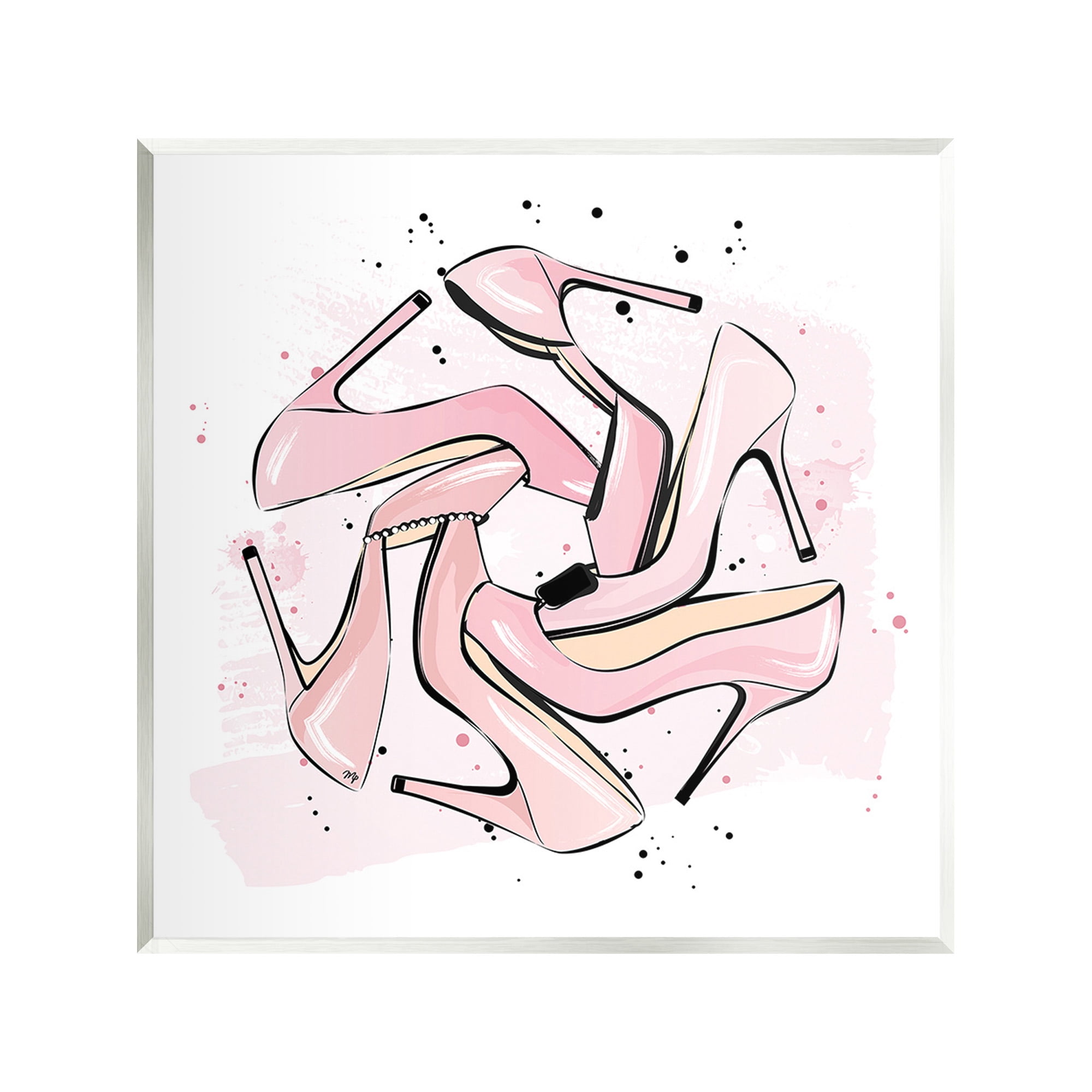 Stupell Industries Heels with Modern Pattern Beauty & Fashion Painting Unframed Art Print Wall Art, 12 x 12