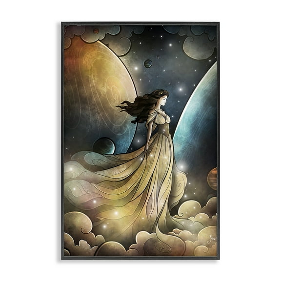 Stupell Industries Heir of Heaven Portrait People Painting Black Framed Art Print Wall Art, 12 x 18