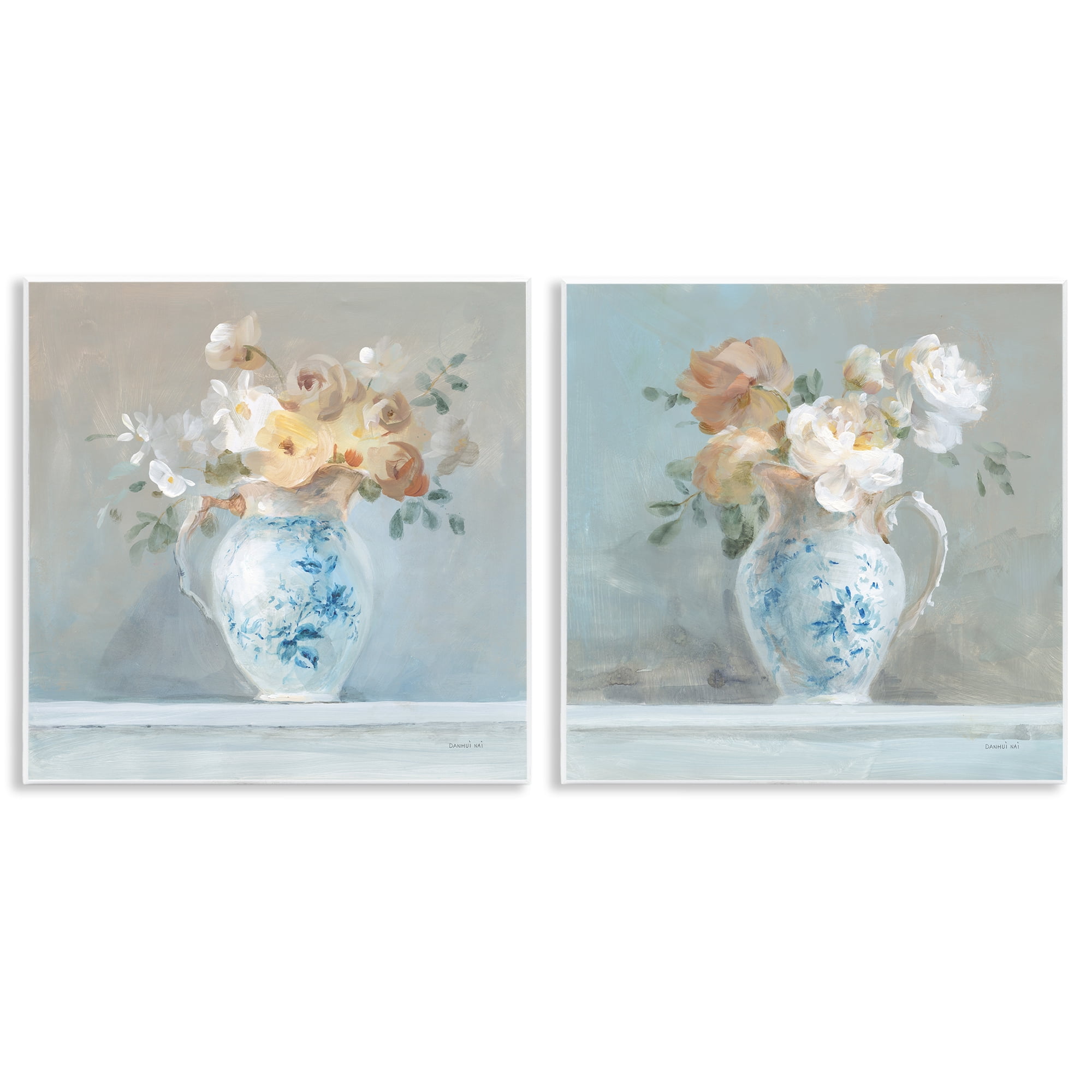 Stupell Industries Heirloom Bouquet Pitcher Plants & Flowers Painting Unframed Art Print Wall Art, 12 x 12, Set of 2