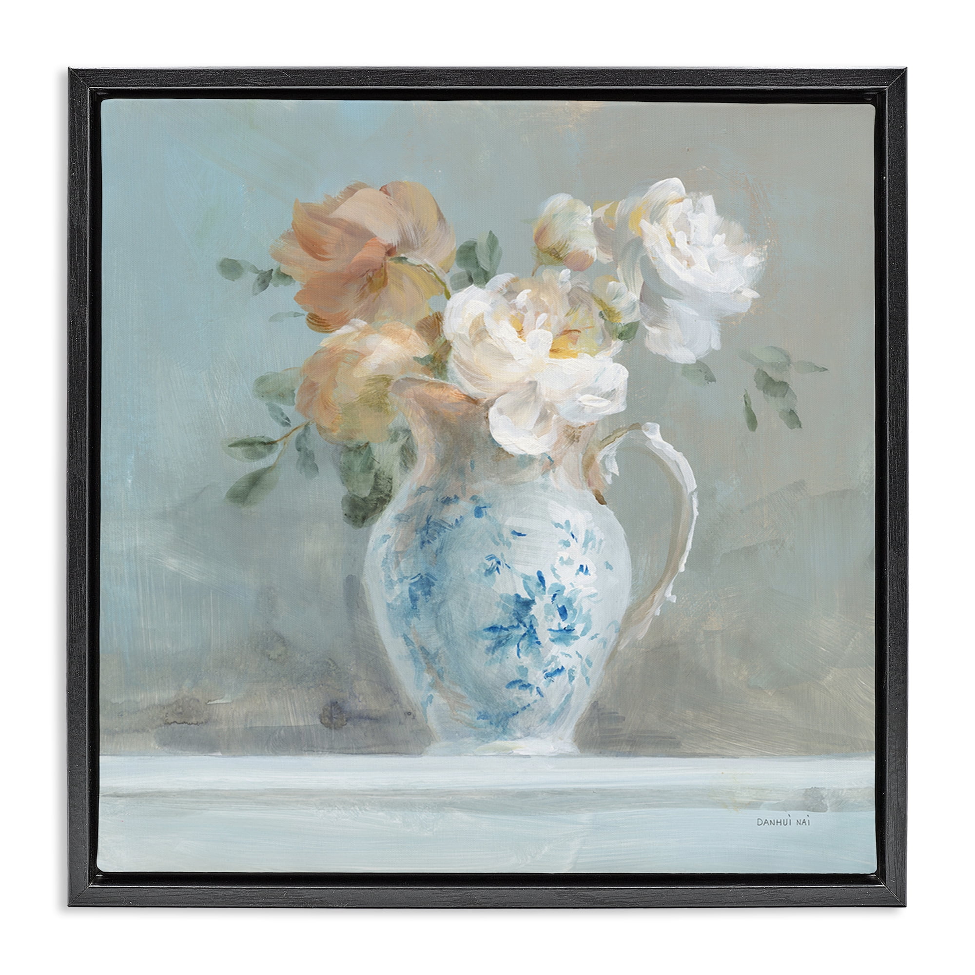 Stupell Industries Heirloom Floral Bouquet Botanical & Floral Painting Black Floater Framed Art Print Wall Art, 18 x 18