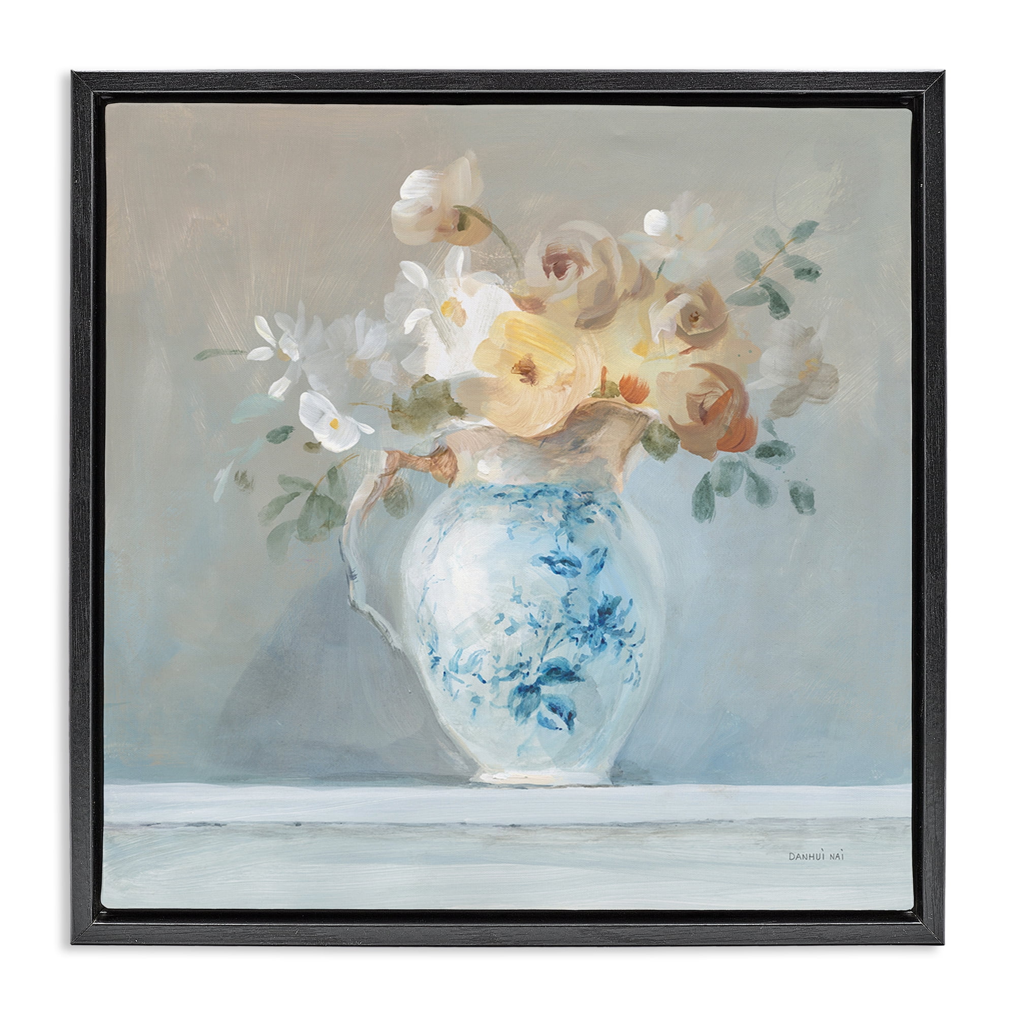 Stupell Industries Heirloom Flower Bouquet Botanical & Floral Painting Black Floater Framed Art Print Wall Art, 25 x 25